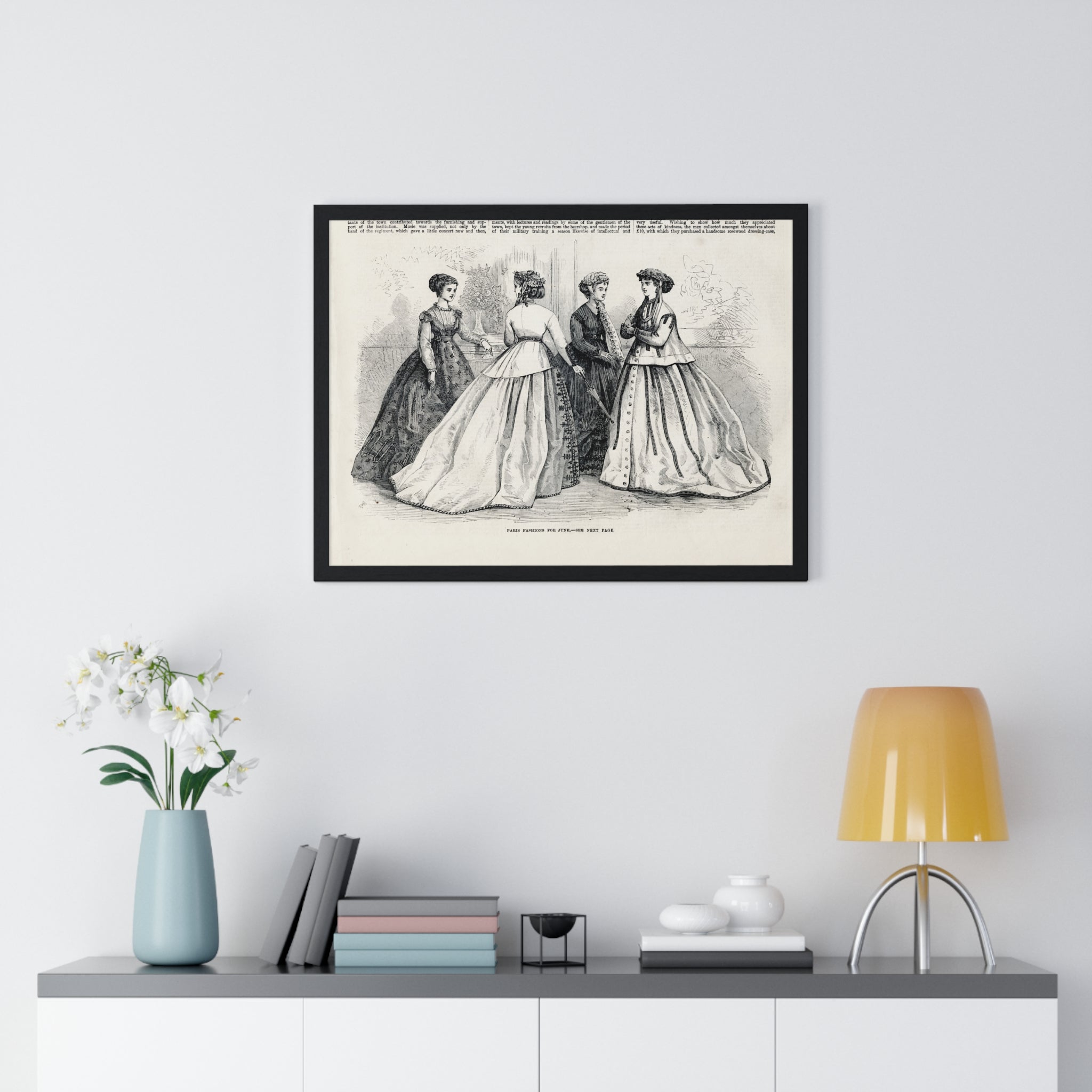 Vintage Fashion Print Framed Poster — Paris Fashion — 19th Century Ladies Illustration
