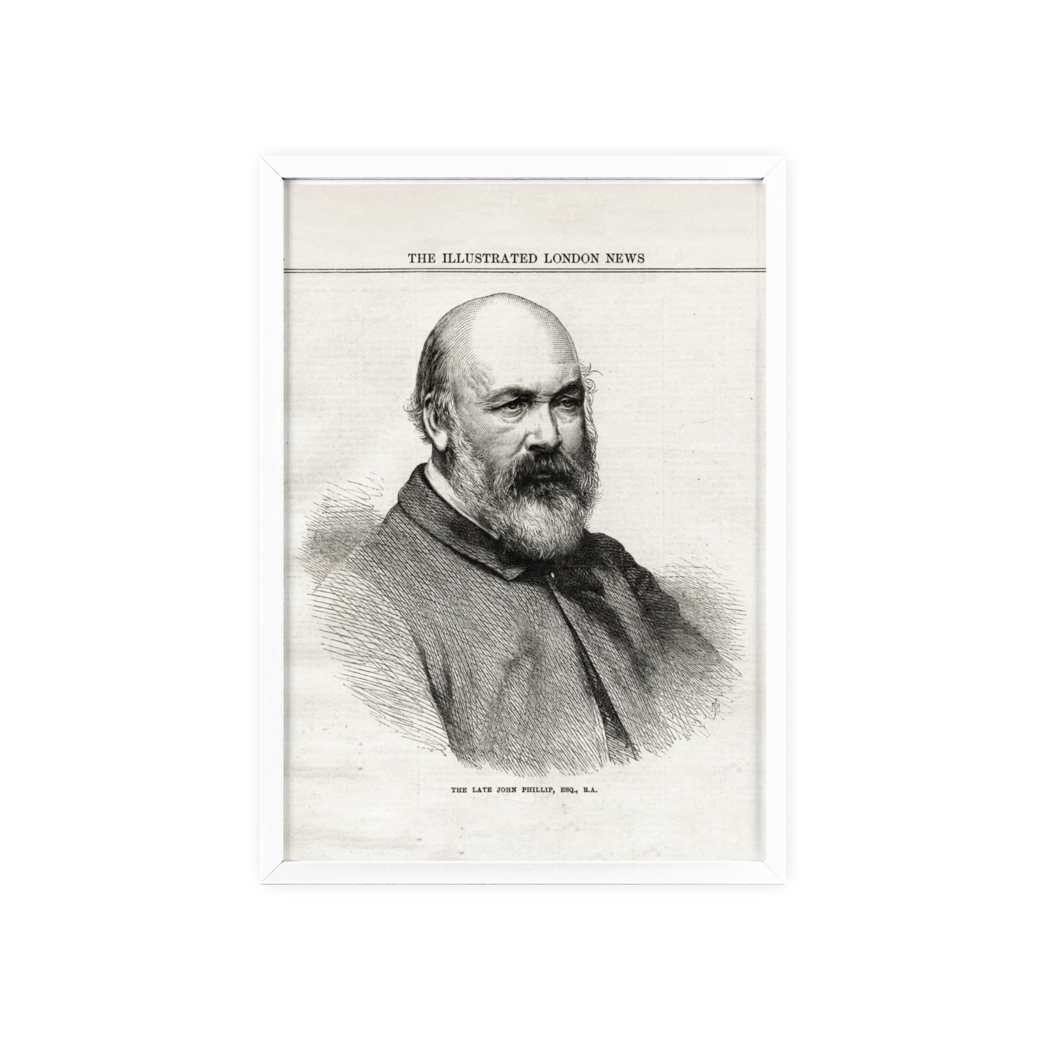 The Late John Phillip, Esq. Framed Vintage Portrait Print — Illustrated London News Gentleman Poster