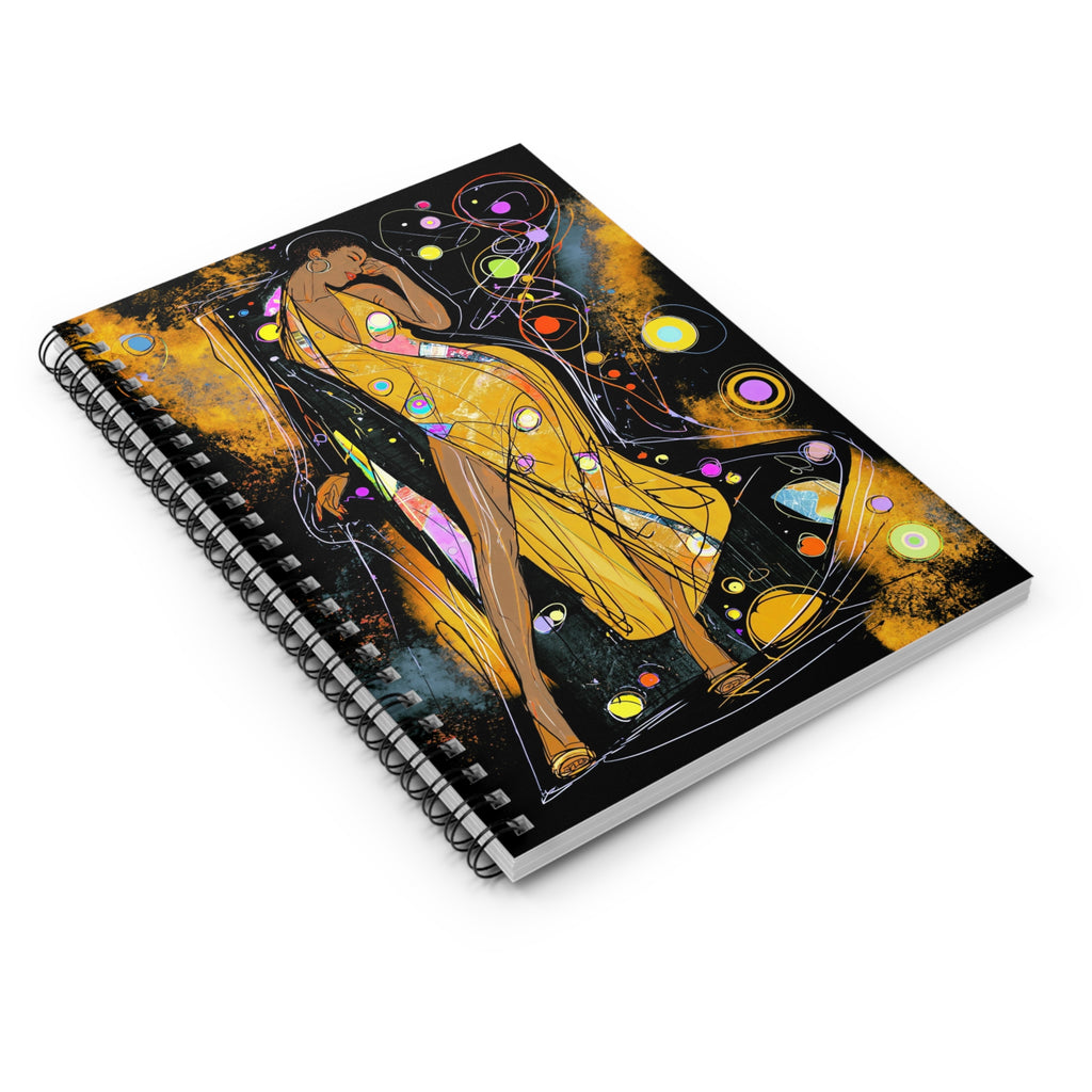 Art Nouveau Dance Spiral Notebook — Stylish Ruled Journal with Golden Figure Design