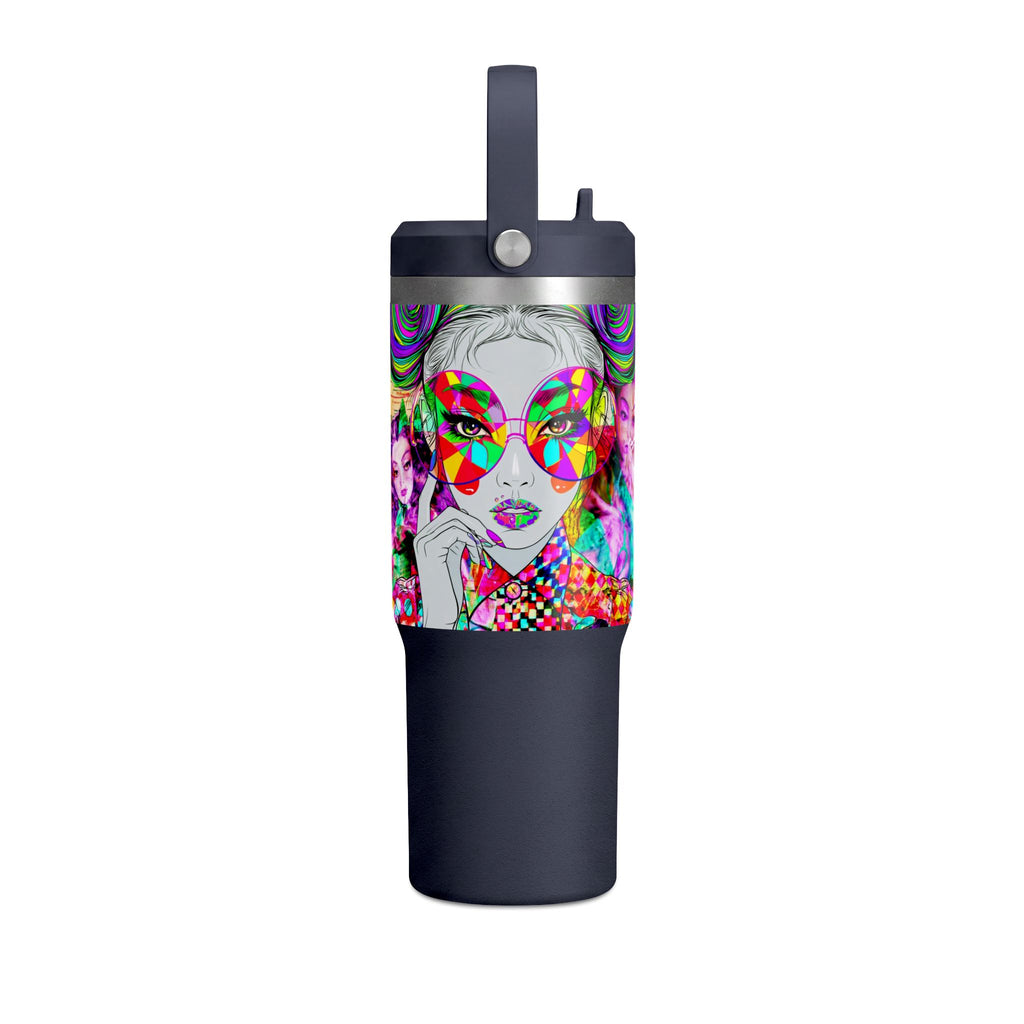 Colorful Pop Art Travel Tumbler – 32oz Nomad Insulated Cup with Retro Sunglasses Design