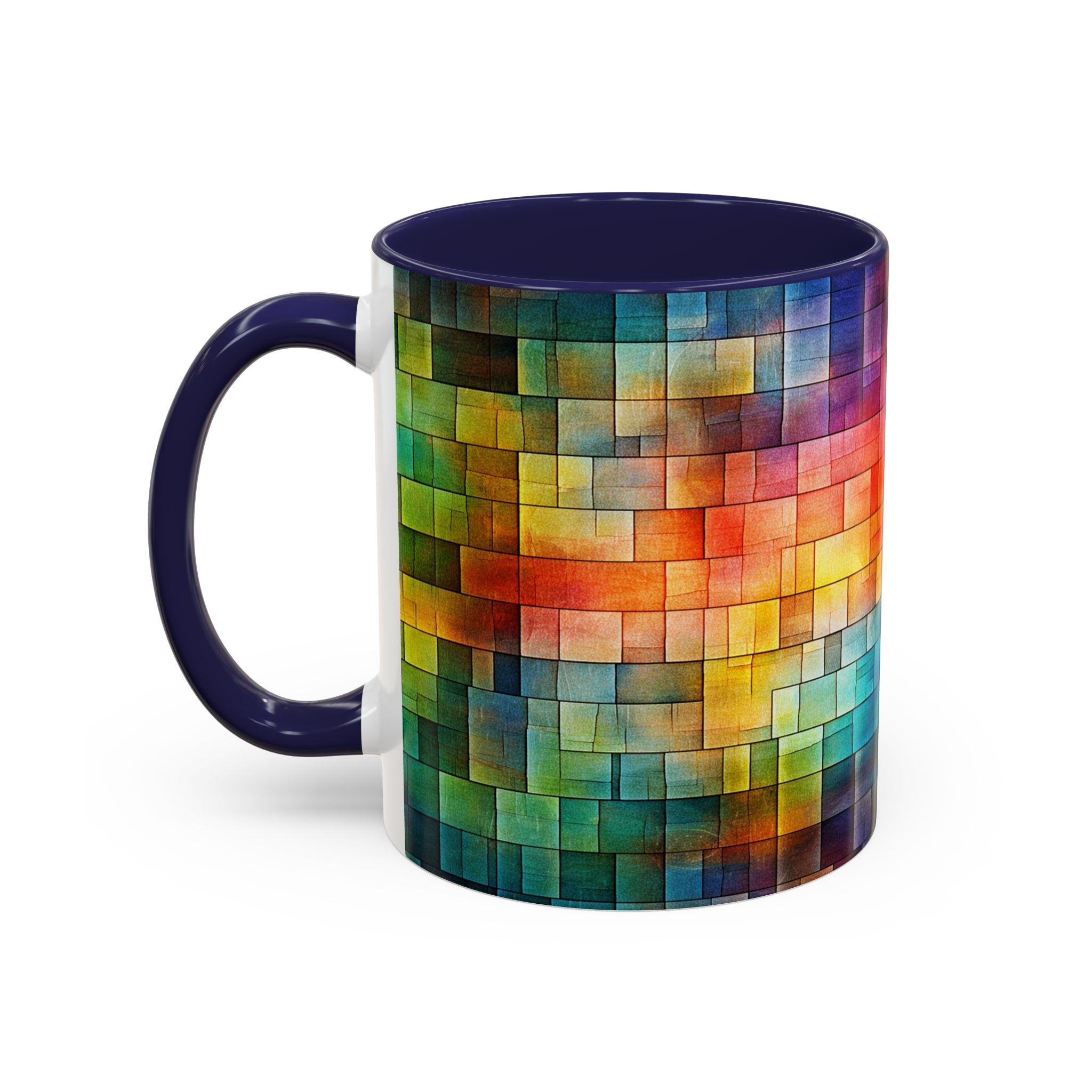 Colorful Mosaic Accent Coffee Mug - Vibrant Geometric Pattern (11/15 oz)