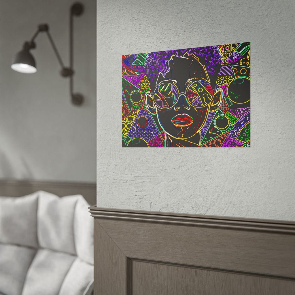 Afrofuturist Neon Portrait Poster