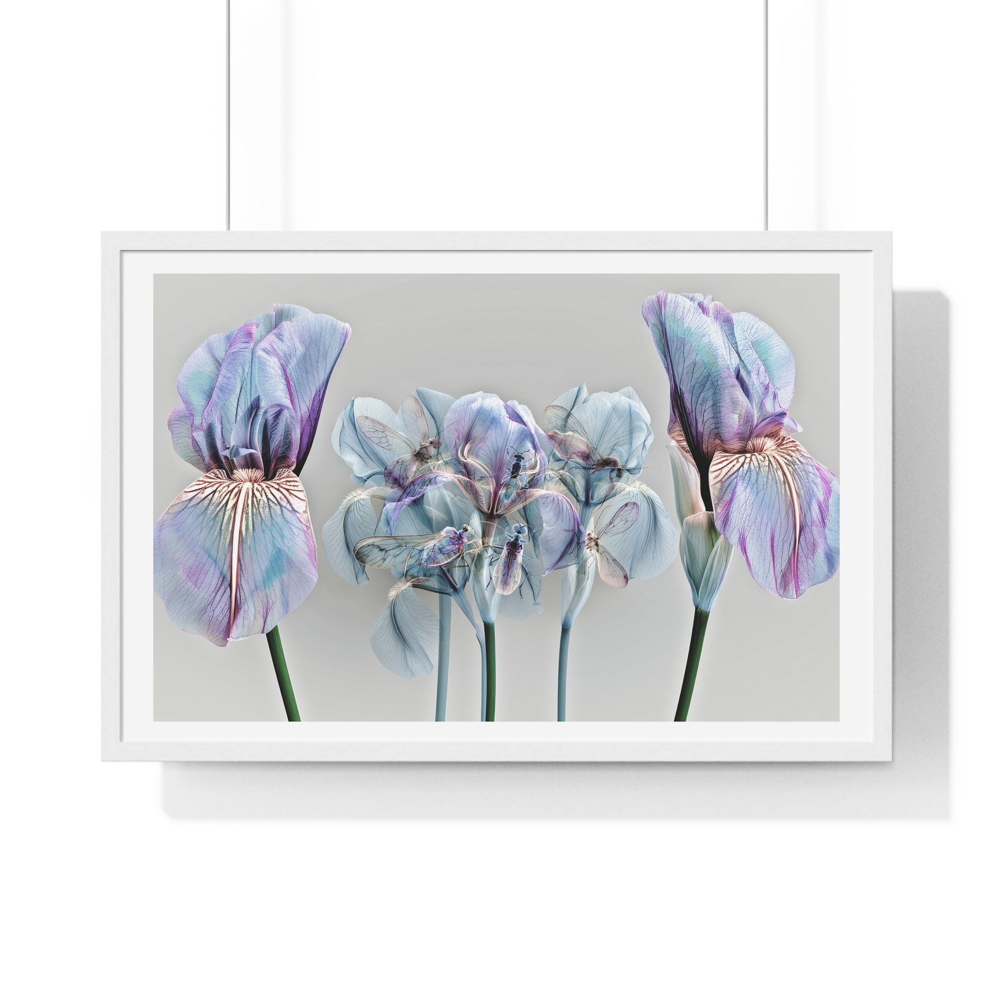 Iridescent Iris Floral Framed Poster — Horizontal Wall Art Print