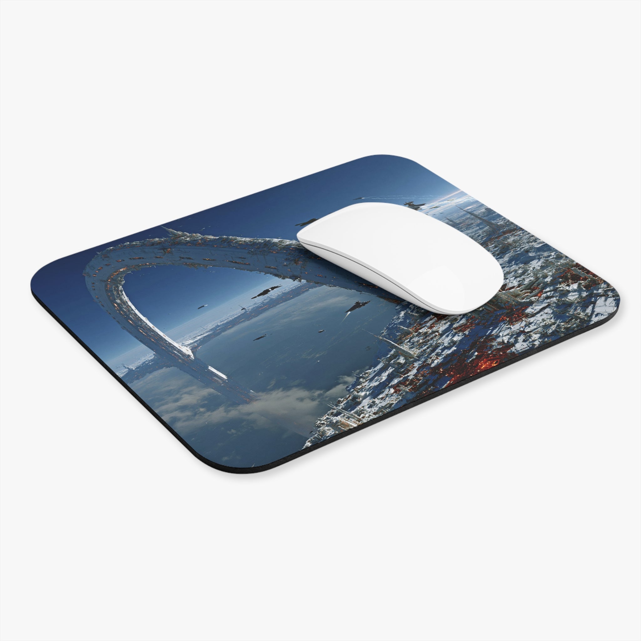 Sci‑Fi Space Halo Mouse Pad — Futuristic Starfield Desk Mat for Gamers & Space Fans