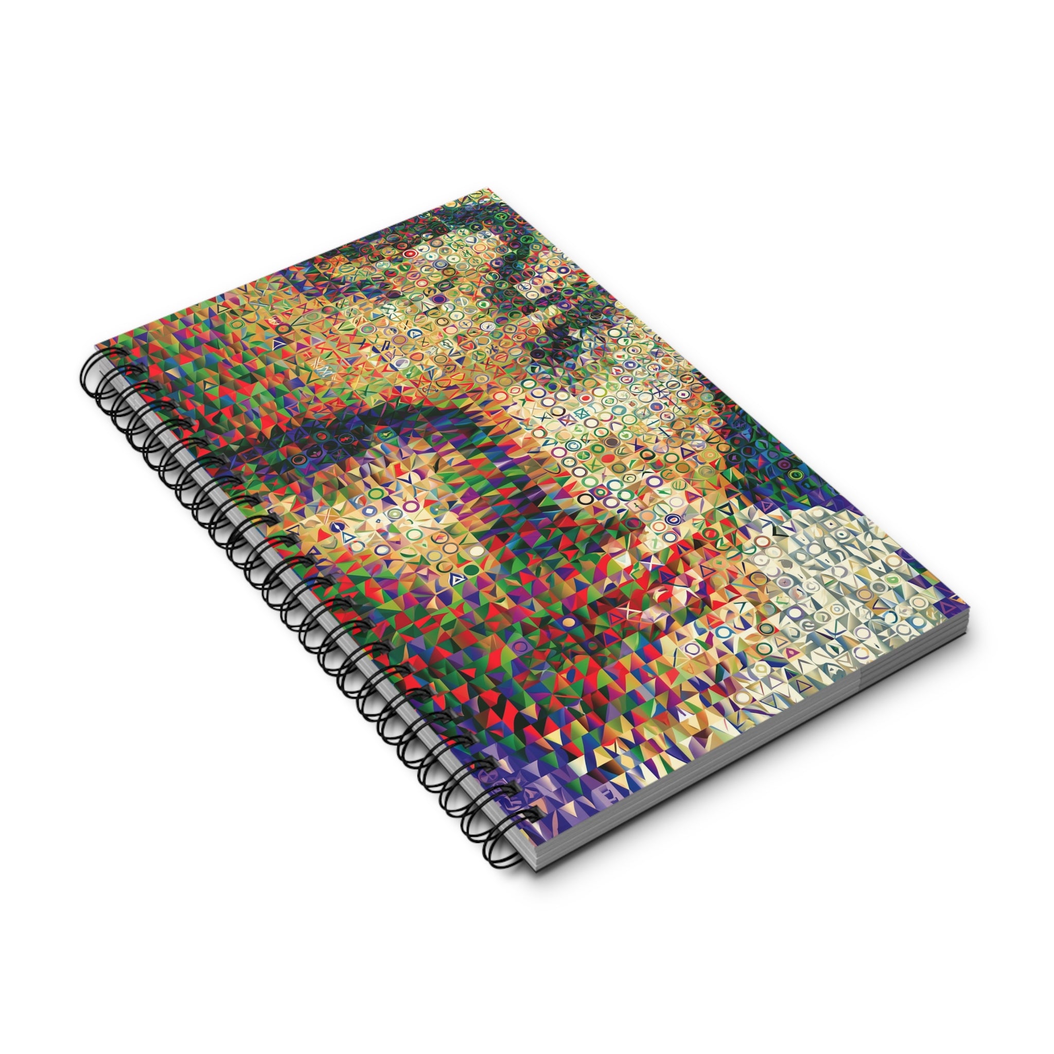 Abstract Mosaic Face Spiral Journal — Colorful Geometric Art Notebook