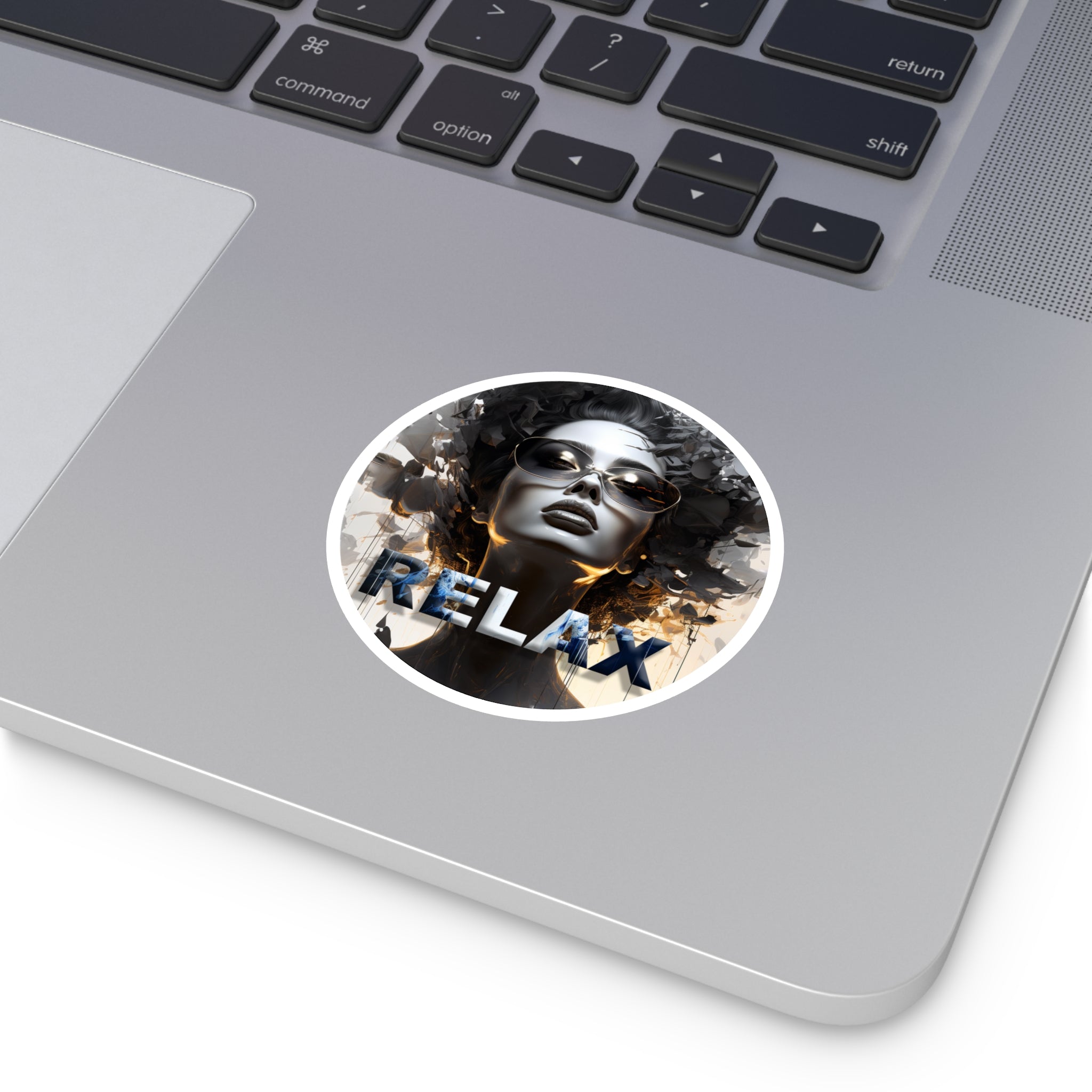 Relax Afro Diva Round Sticker — Stylish Indoor/Outdoor Laptop Decal