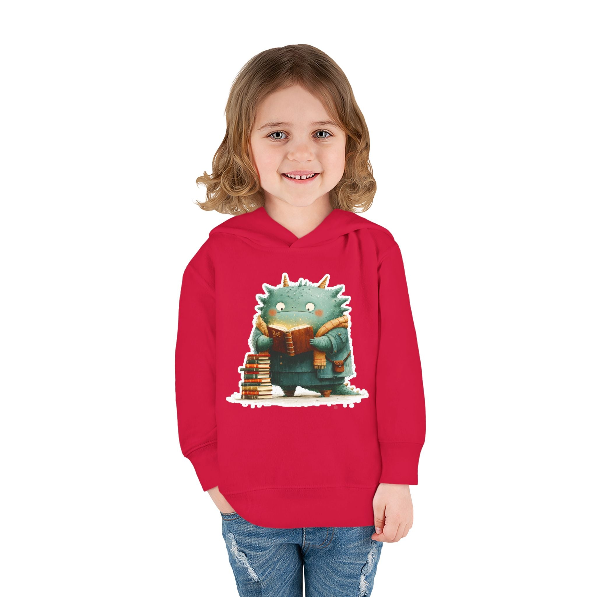 Toddler Hoodie — Cute Reading Monster Graphic Pullover