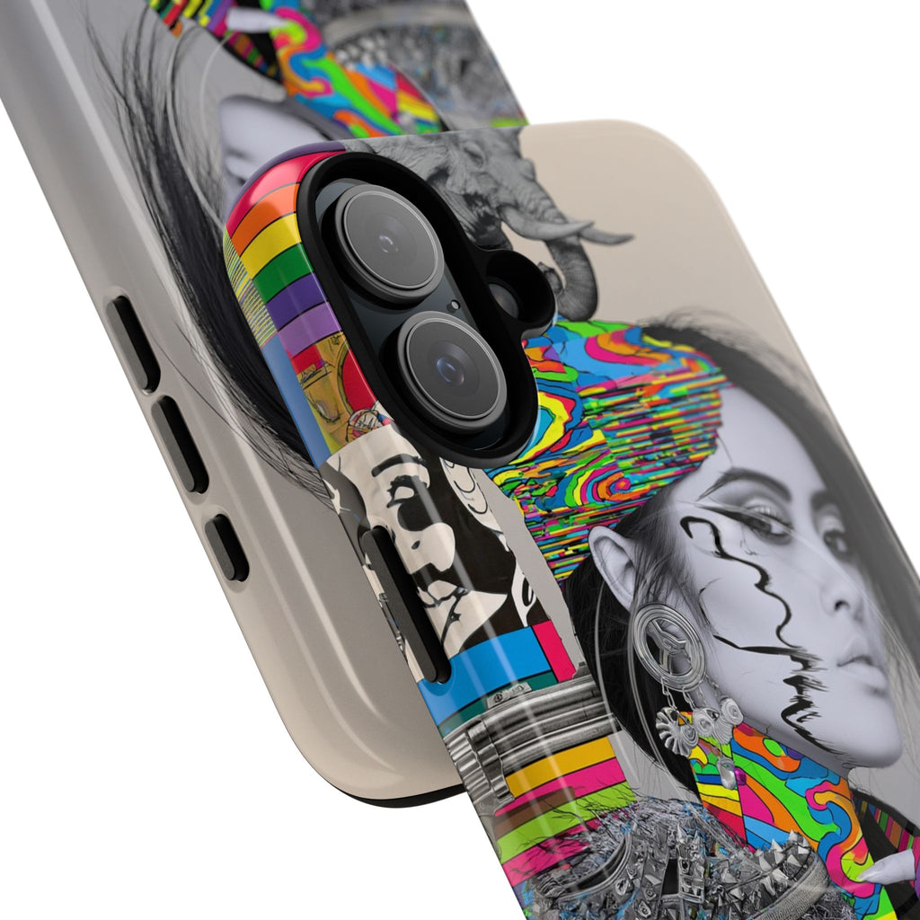 Phone Case - Colorful Glitch Portrait Tough Magnetic Case
