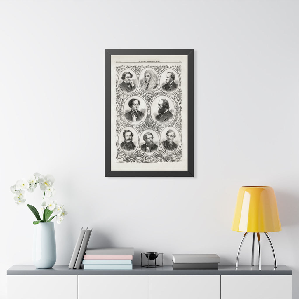 The New Cabinet - Framed Poster — 19th-Century Portrait Collage Vintage Print