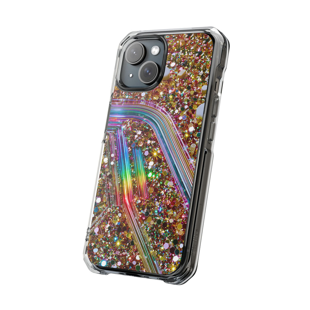 Glitter Rainbow Magnetic Clear Phone Case - Sparkle Impact Protection