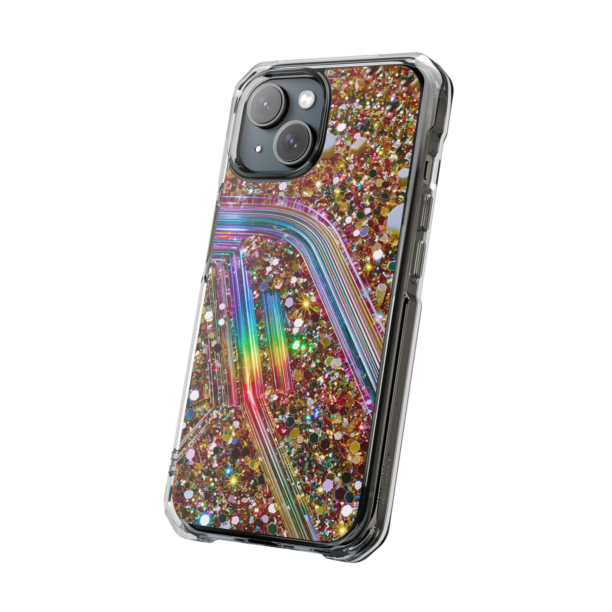 Glitter Rainbow Magnetic Clear Phone Case - Sparkle Impact Protection