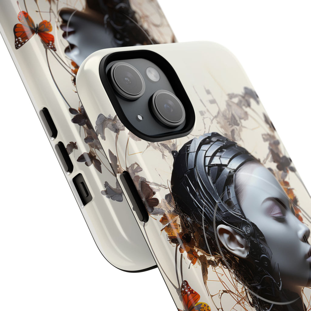 Art Nouveau Cyberpunk Phone Case — Surreal Floral Femme Tough Magnetic Case