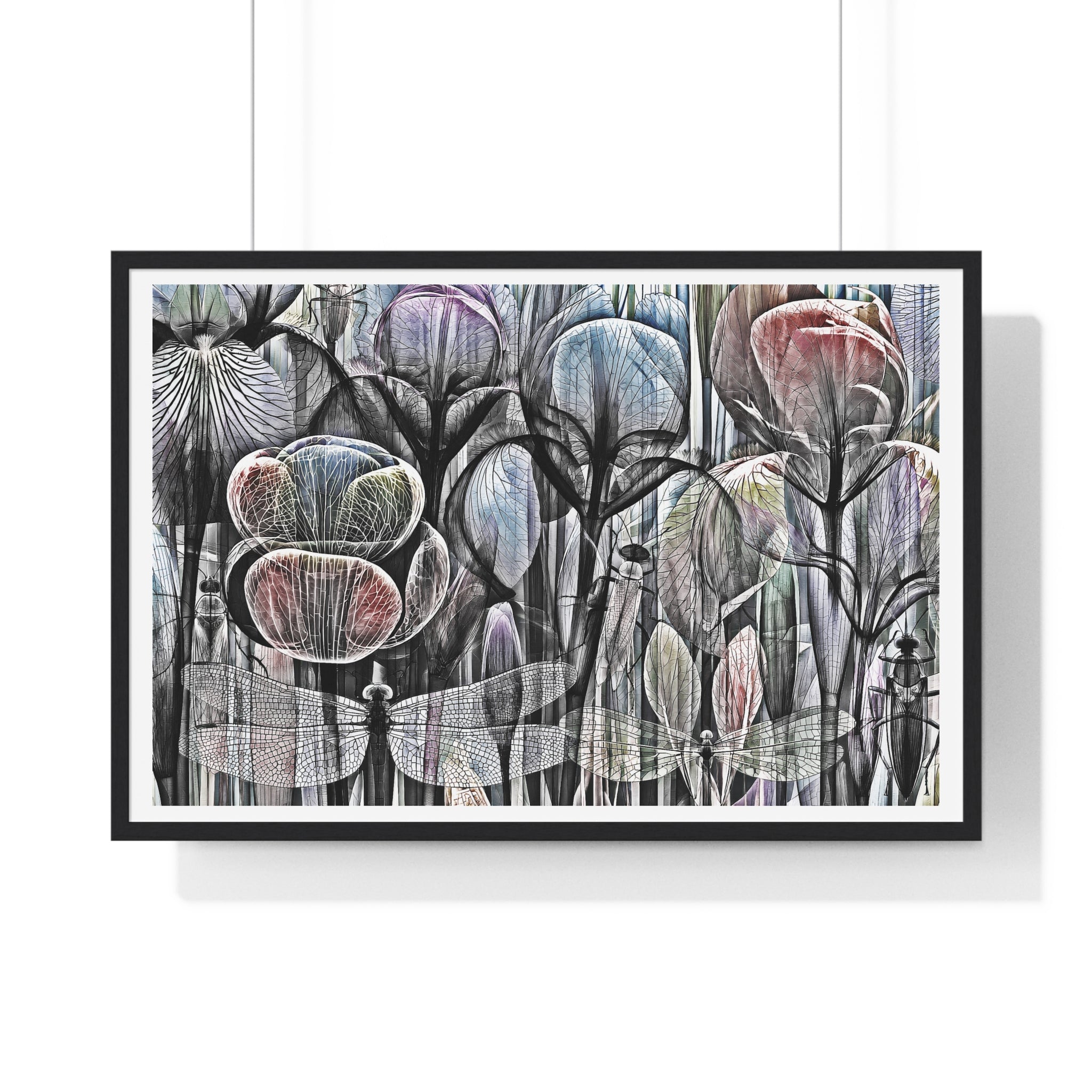 Framed Poster — Dreamy Botanical Dragonfly Art Print
