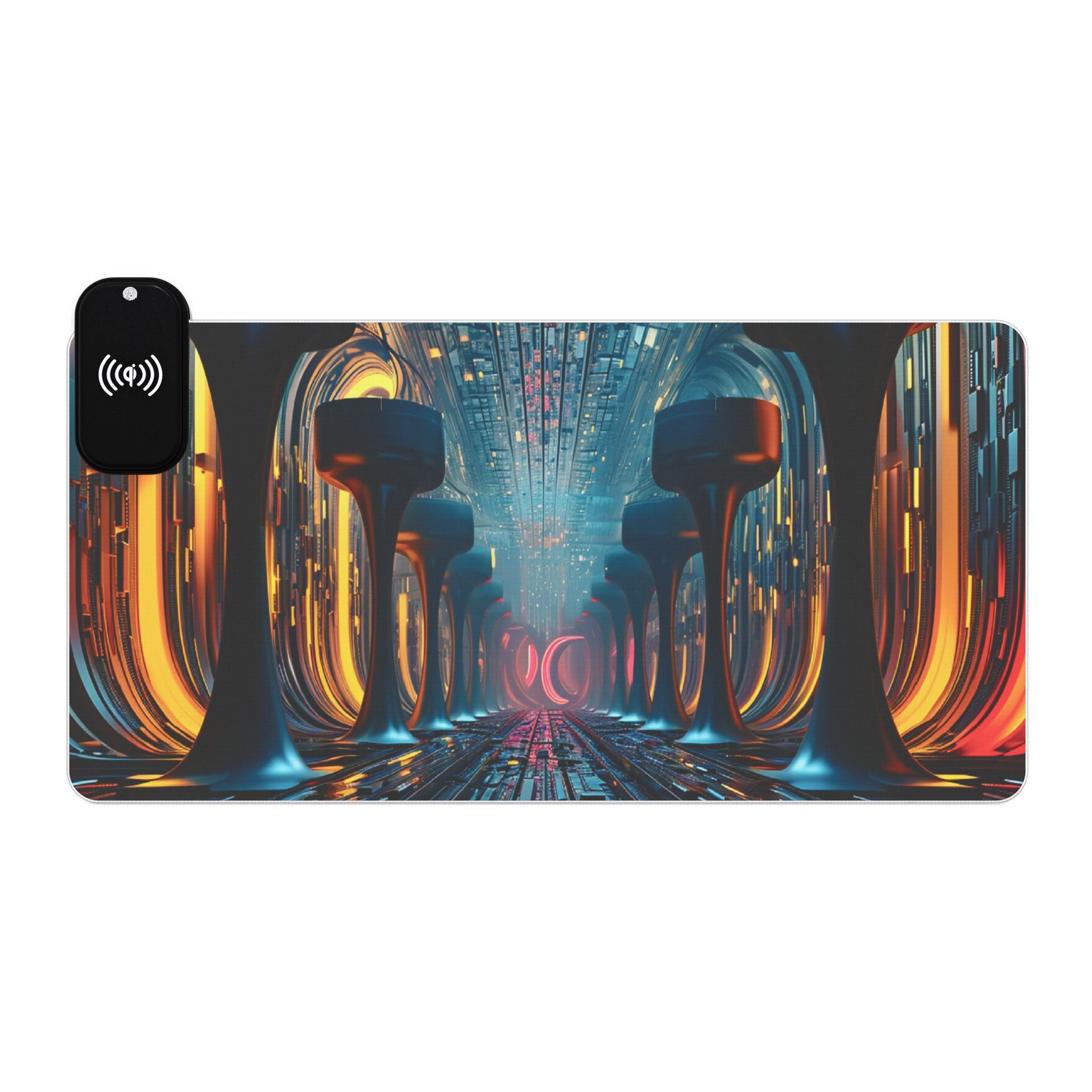 LED Wireless Charging Gaming Mouse Pad — Futuristic Neon Desk Mat
