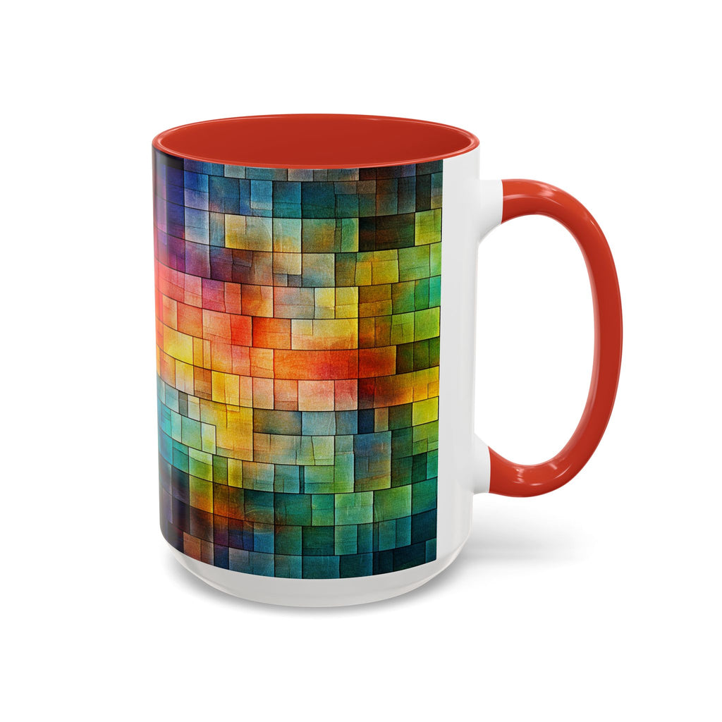Colorful Mosaic Accent Coffee Mug - Vibrant Geometric Pattern (11/15 oz)