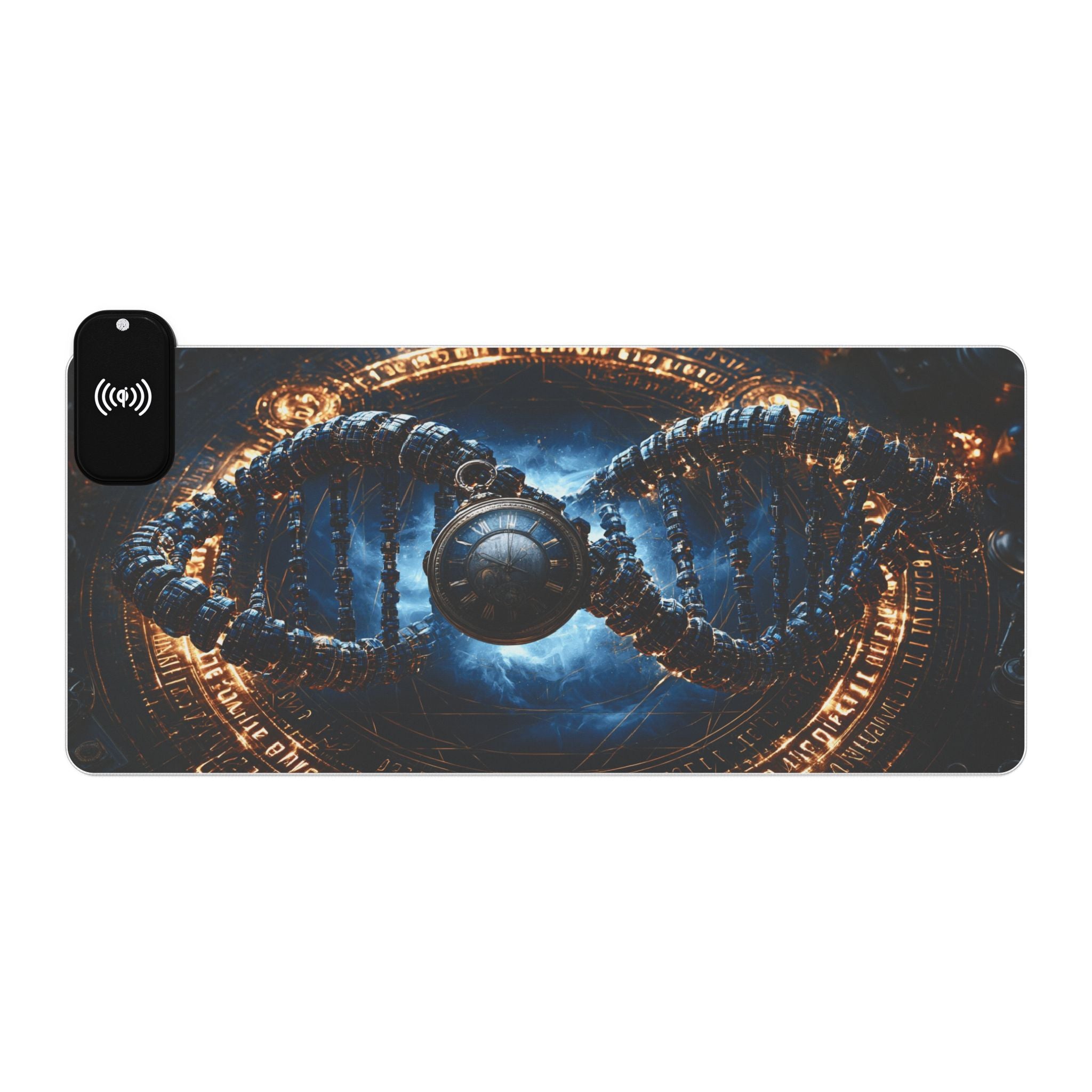 LED Wireless Charging Gaming Mouse Pad — DNA Sci‑Fi RGB Desk Mat