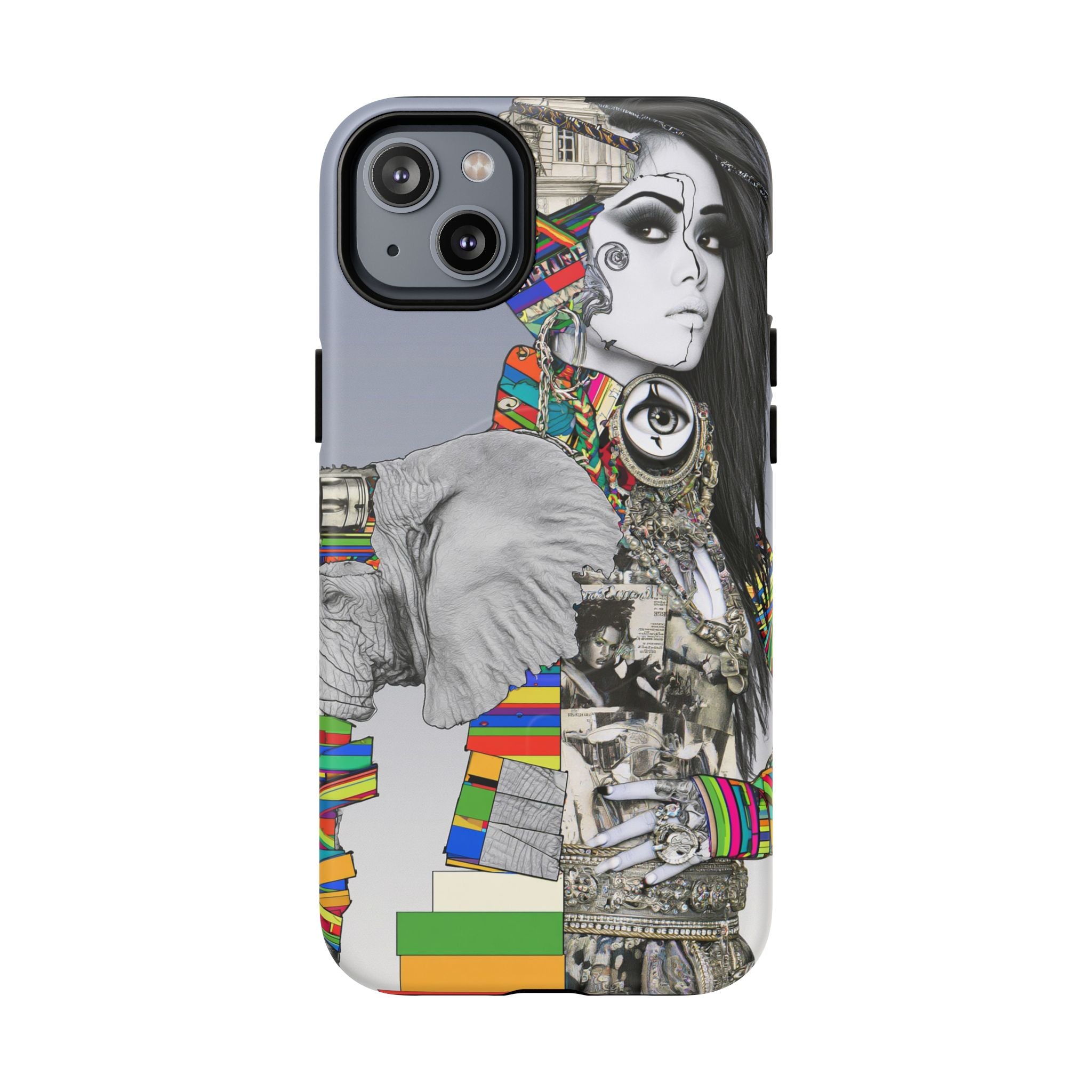 Artistic Elephant Collage Phone Case — Tough Magnetic Protective Cover