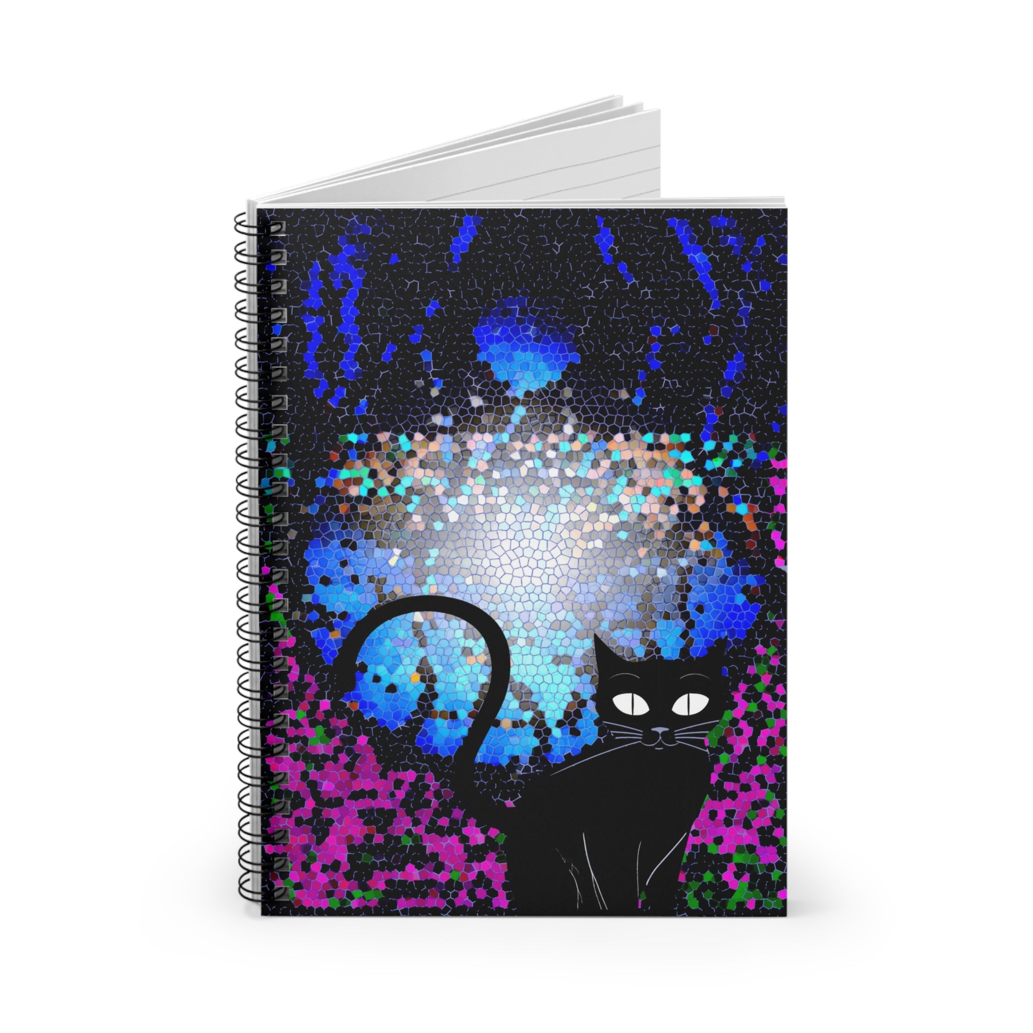 Mystic Night Black Cat Spiral Notebook - Ruled Journal for Notes & Sketches