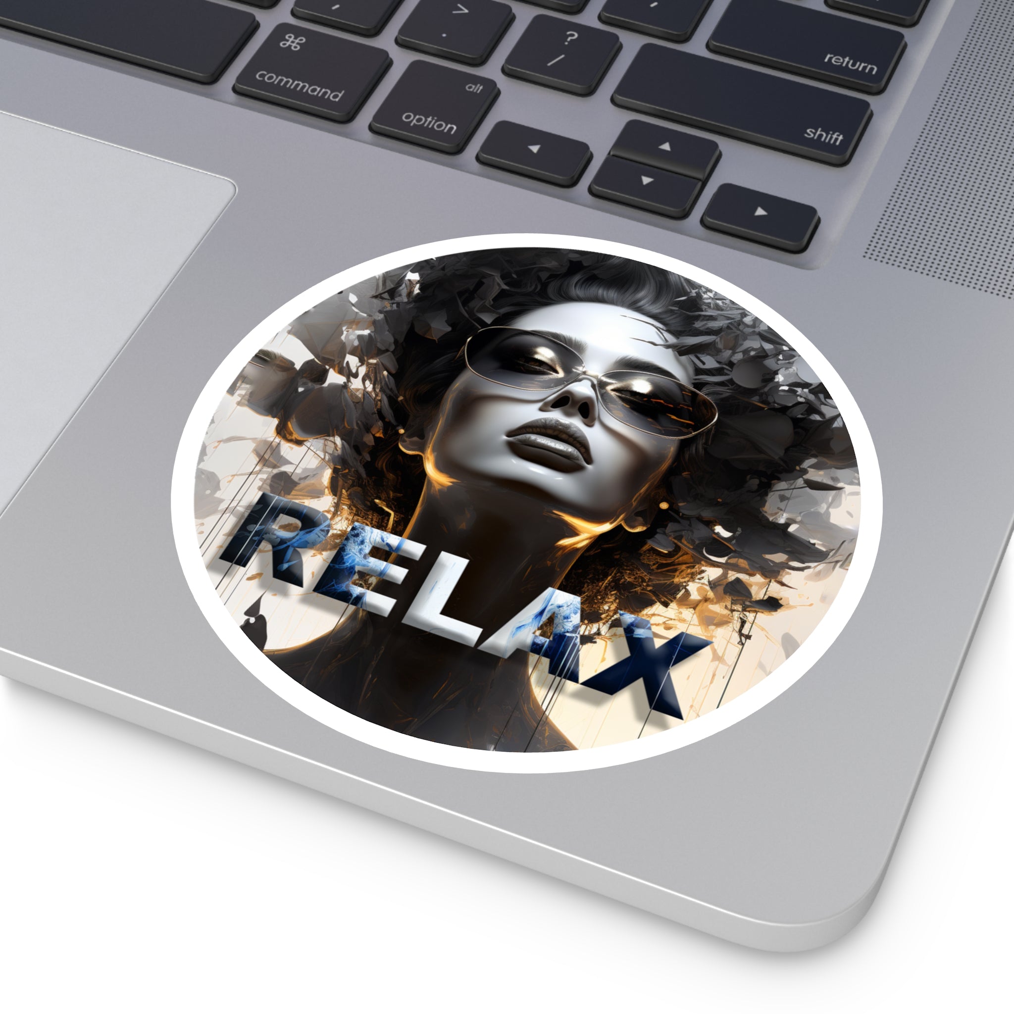 Relax Afro Diva Round Sticker — Stylish Indoor/Outdoor Laptop Decal