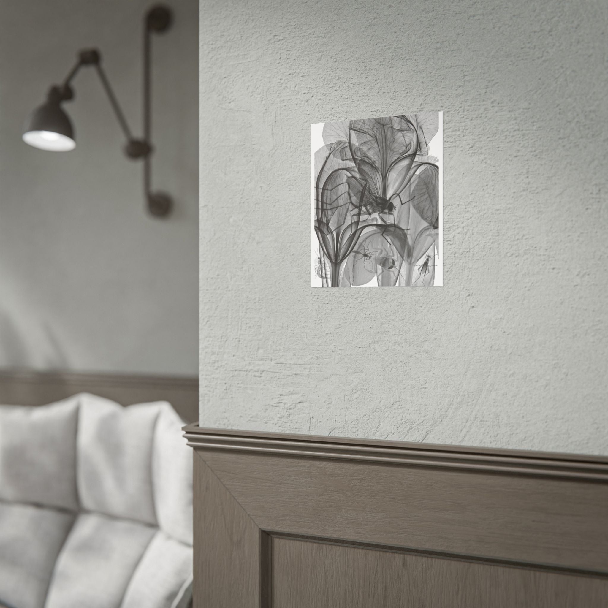Botanical X-Ray Art Poster — Monochrome Floral Rolled Print