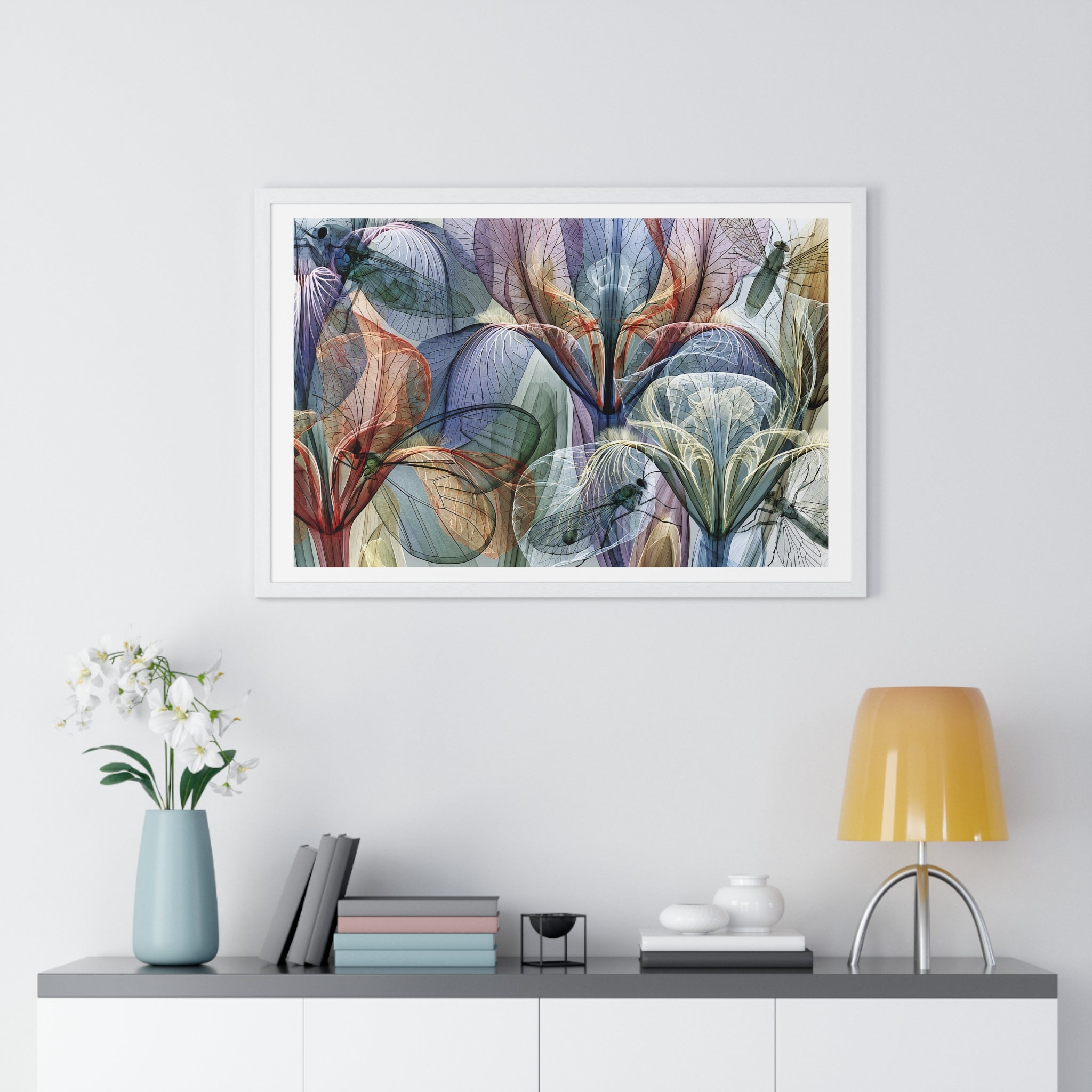 Framed Floral Art Print — Abstract Translucent Lily Poster