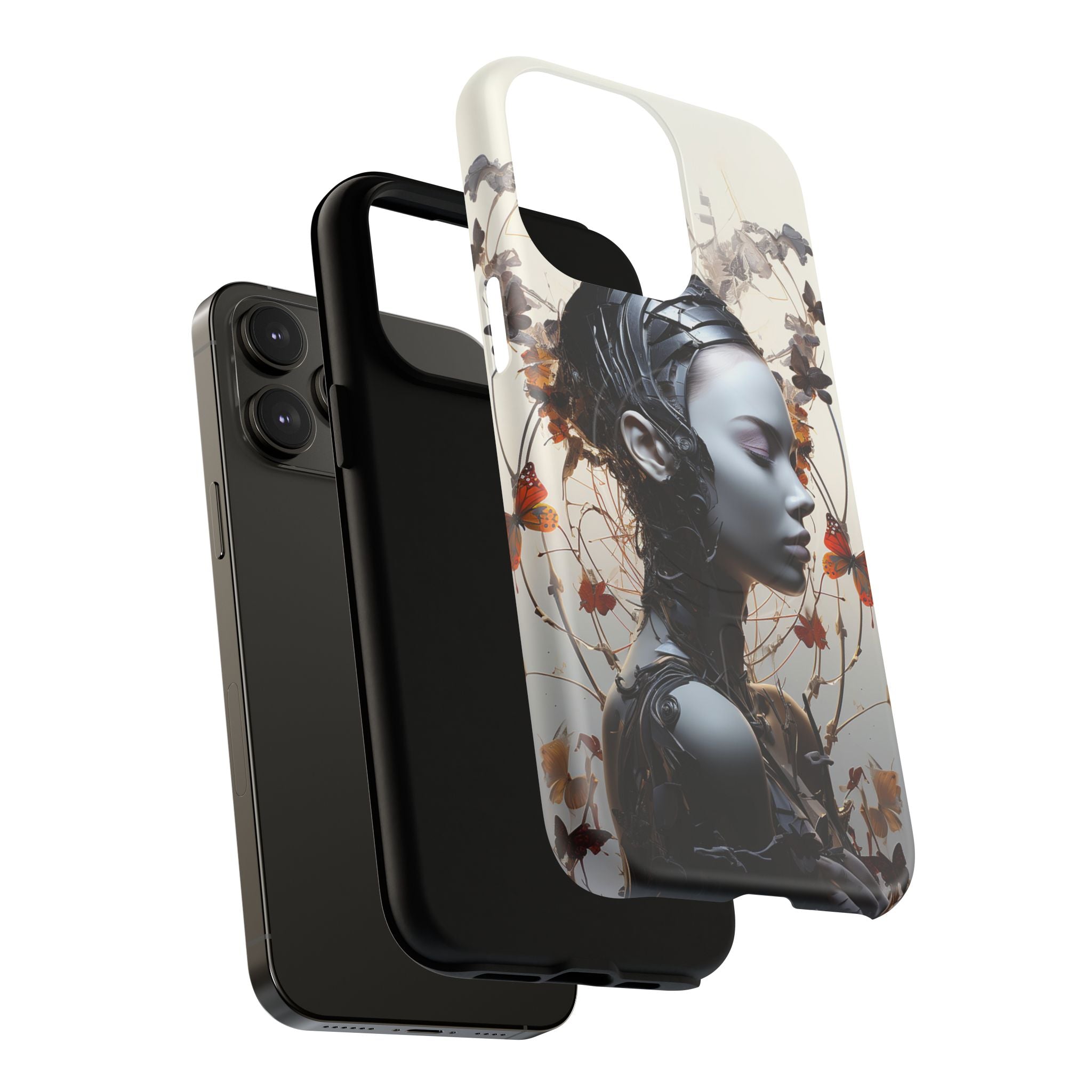 Art Nouveau Cyberpunk Phone Case — Surreal Floral Femme Tough Magnetic Case