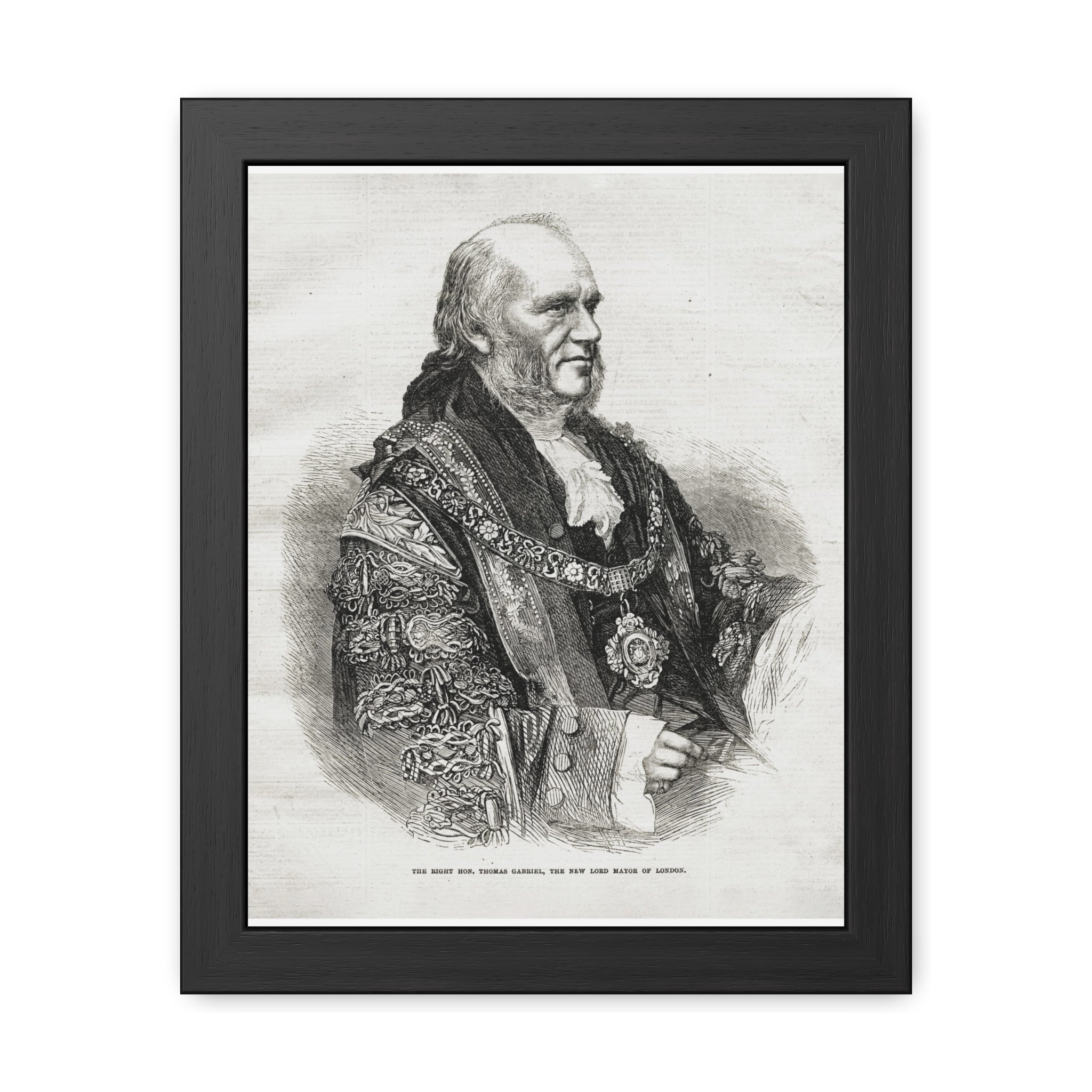 Framed Poster - Vintage Engraved Portrait Print (Antique Historical Decor)