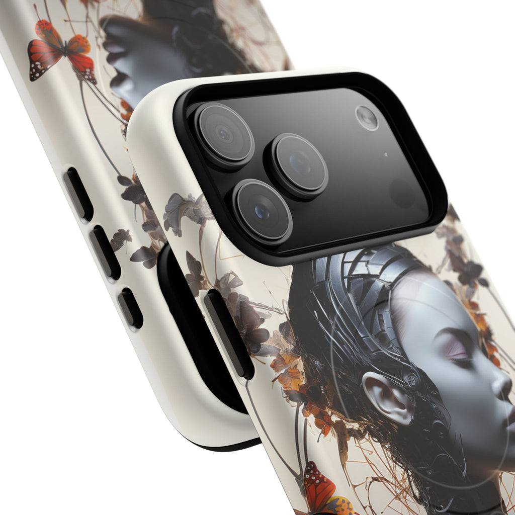 Art Nouveau Cyberpunk Phone Case — Surreal Floral Femme Tough Magnetic Case