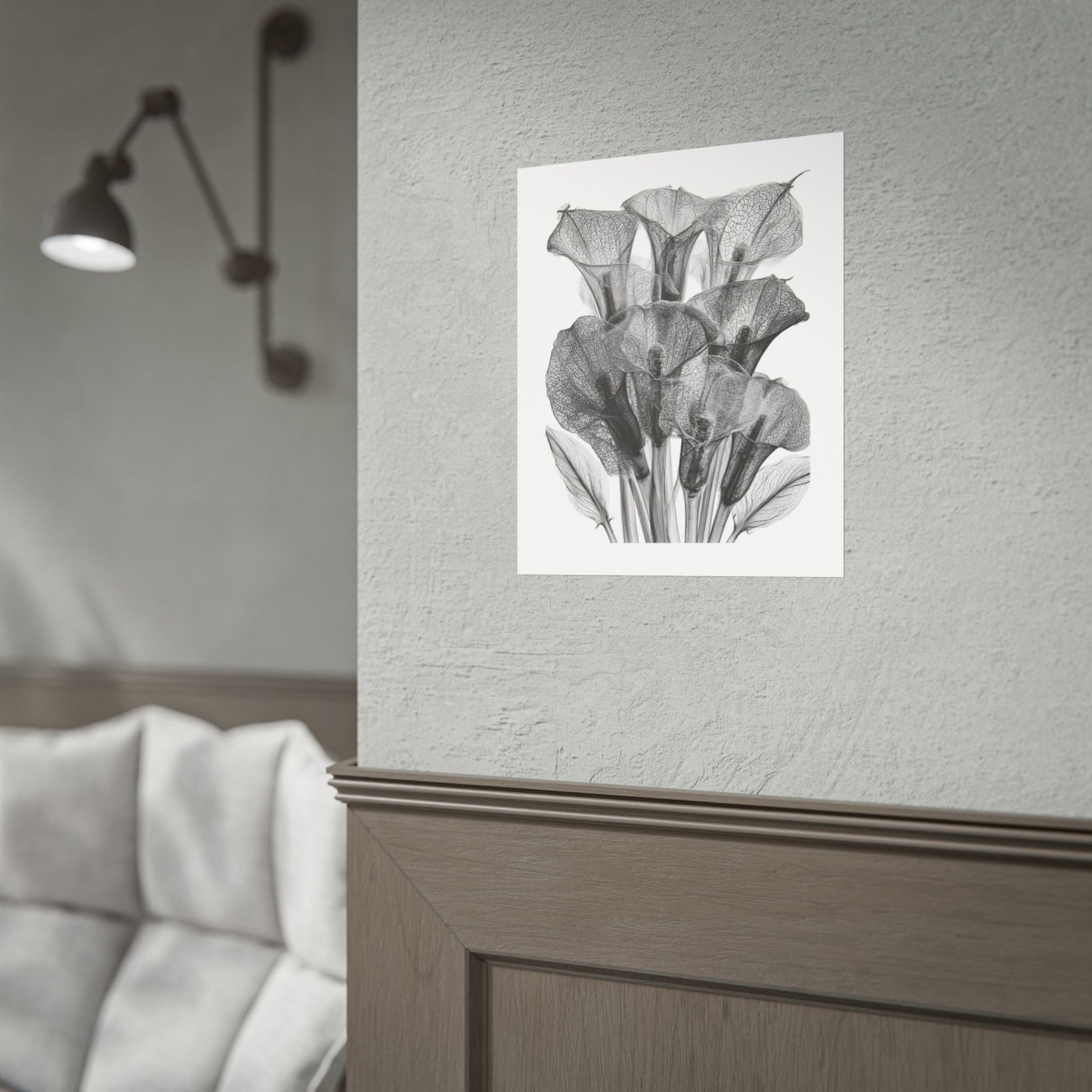 Rolled Poster - Black & White X-Ray Calla Lily Botanical Print