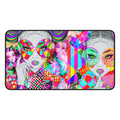 Vibrant Pop-Art Fashion Desk Mat — Colorful Retro Girl Illustration