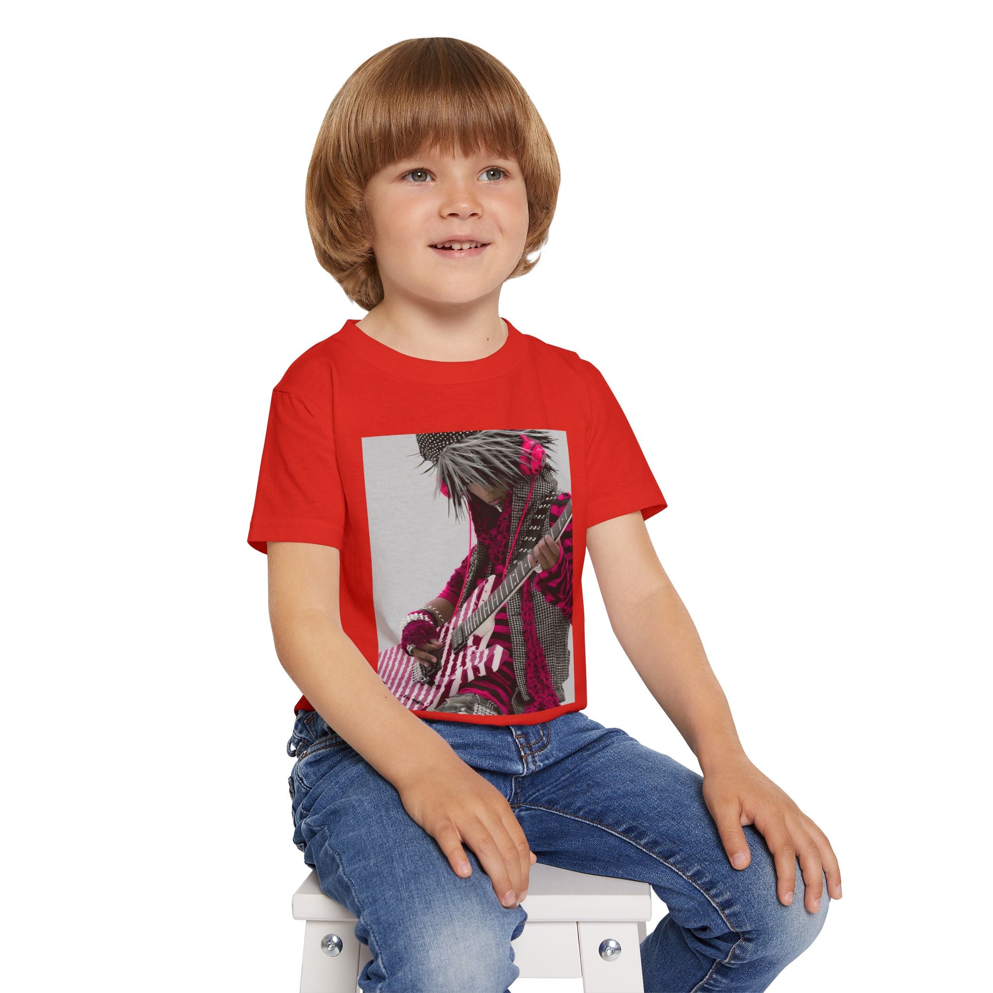 Toddler T‑Shirt — Pink Punk Guitar Kid Graphic Tee