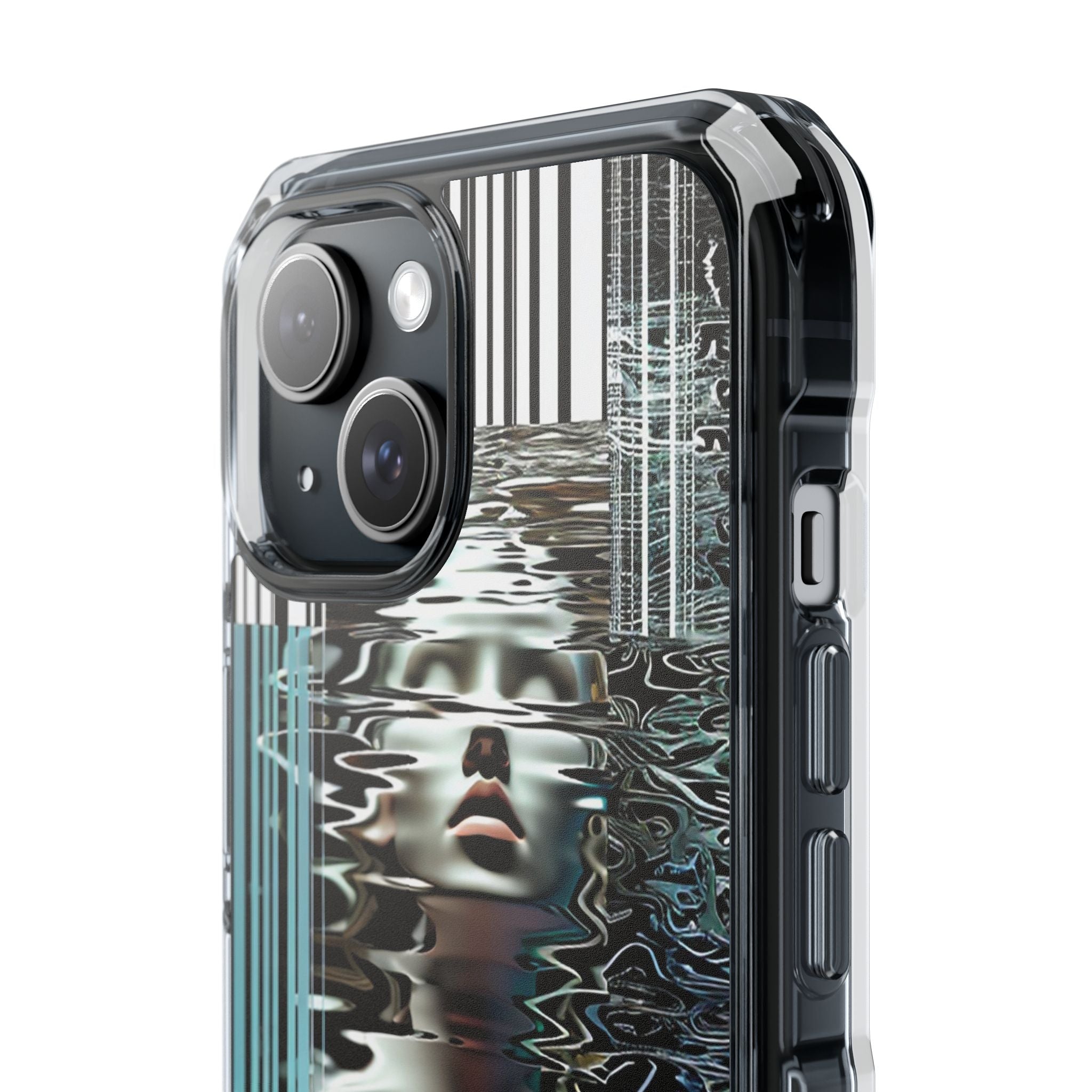 Magnetic Clear Impact Case — Glitch Portrait Art Phone Case