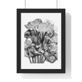 Monochrome Iris Floral Poster — Vertical Framed Wall Art