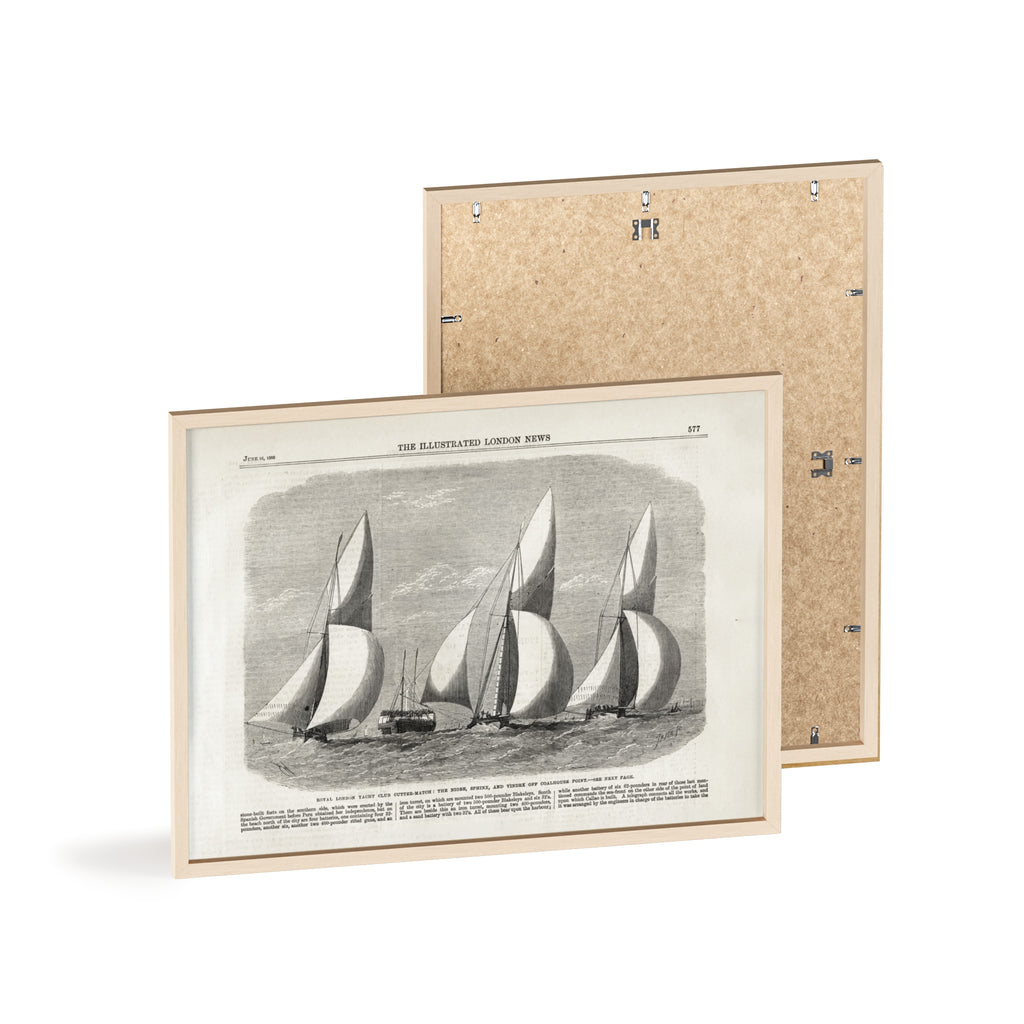 Royal London Yacht Club Cutter-Match. Vintage Sailing Print Poster with Wooden Frame — Nautical Wall Art
