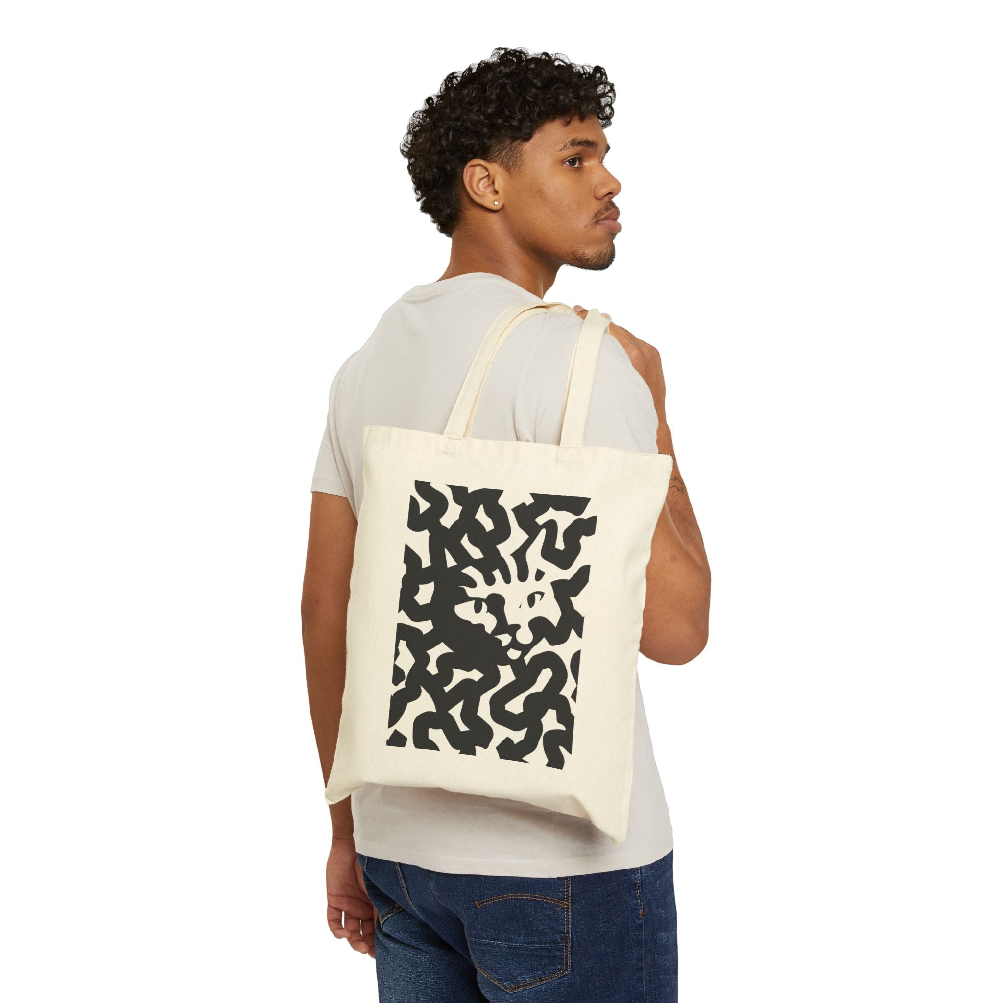 Canvas Tote Bag — Abstract Black Leopard Camouflage Print