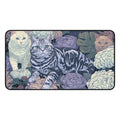 Floral Cats Desk Mat — Vintage Botanical Cat Mousepad for Home Office