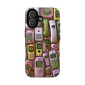 Phone Case — Retro Pink & Green Vintage Cell Phone Collage Tough Magnetic Case