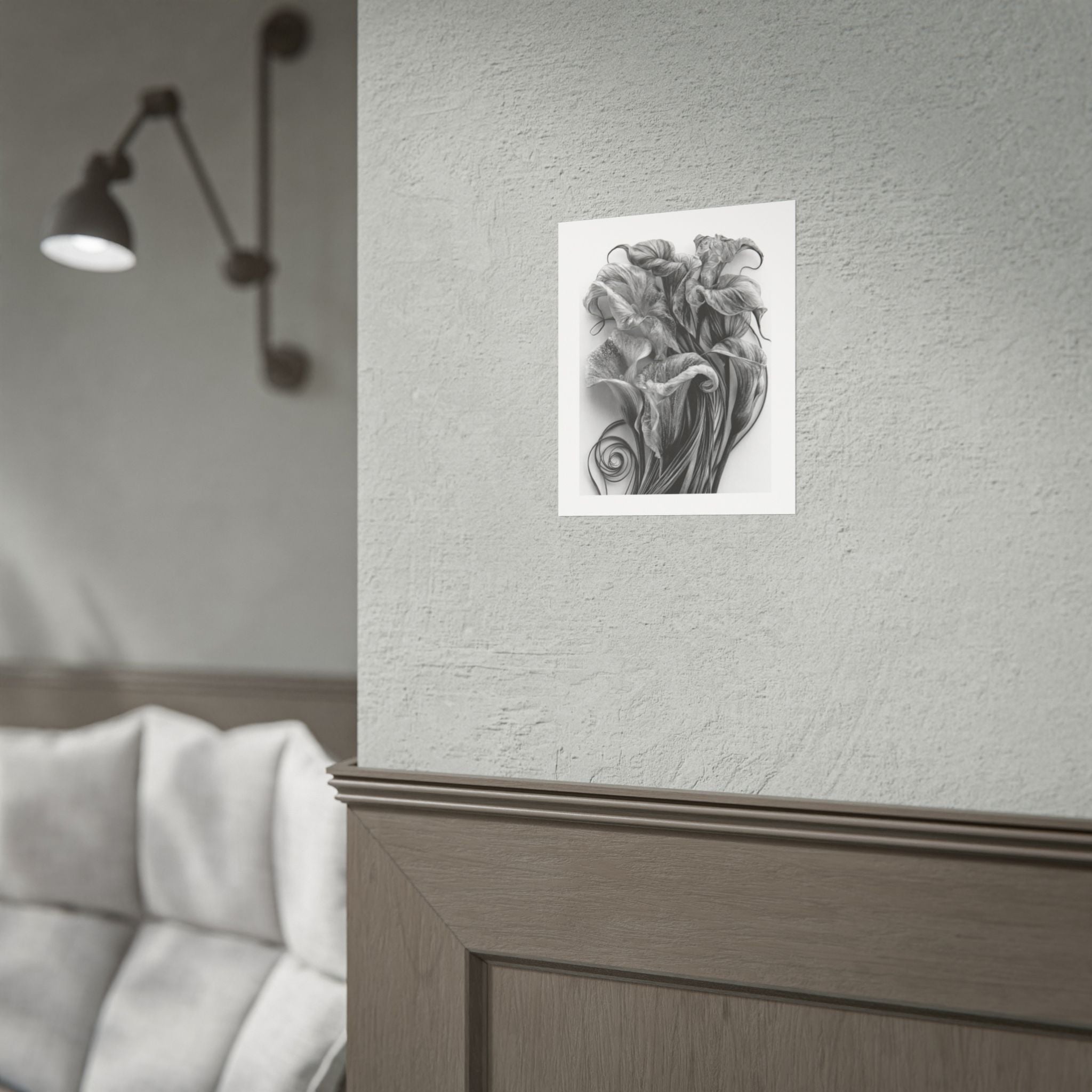 Rolled Poster — Black & White Floral Botanical Art Print