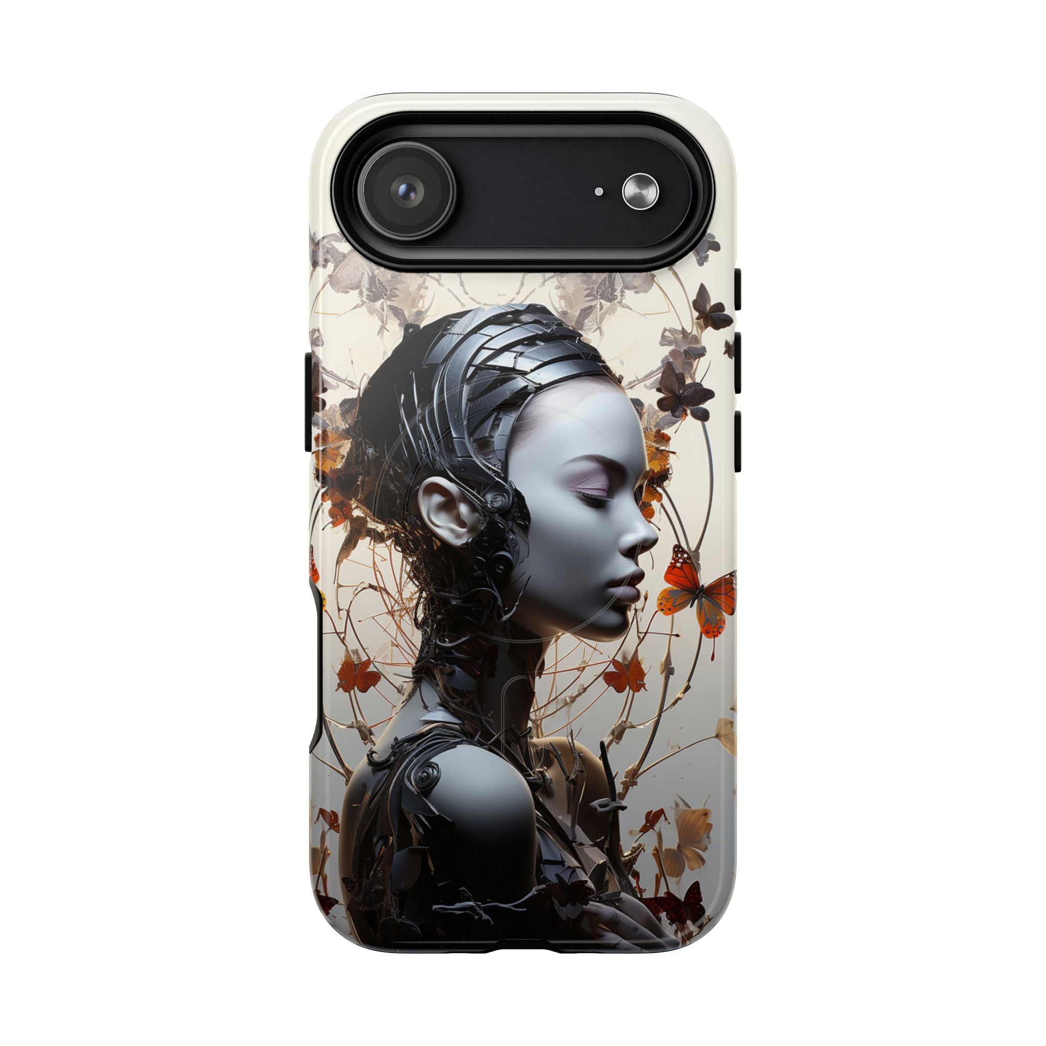 Art Nouveau Cyberpunk Phone Case — Surreal Floral Femme Tough Magnetic Case