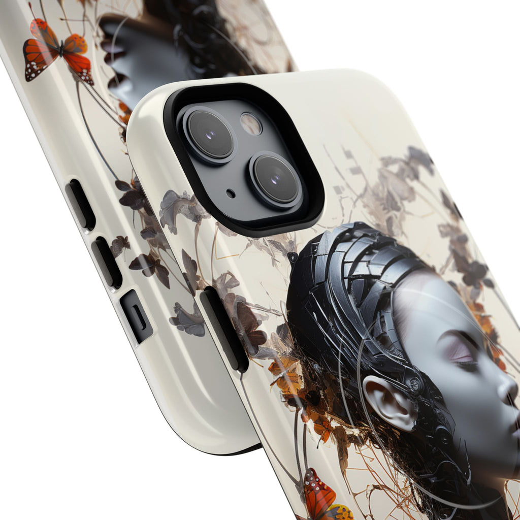 Art Nouveau Cyberpunk Phone Case — Surreal Floral Femme Tough Magnetic Case