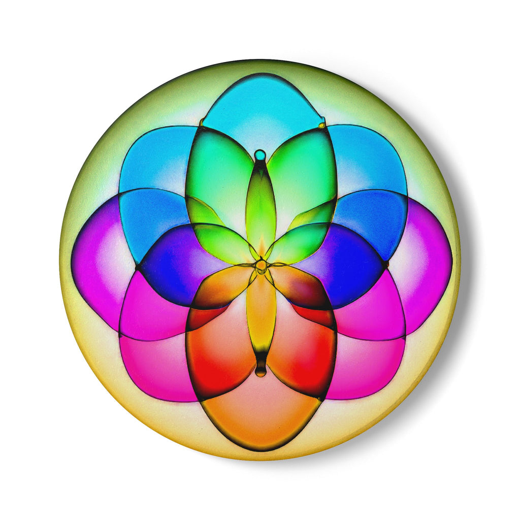 Colorful Mandala Ceramic Coaster — Vibrant Geometric Flower Drink Protector