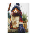 Cozy Winter Cat & Gnome A5 Softcover Notebook — Festive Holiday Journal