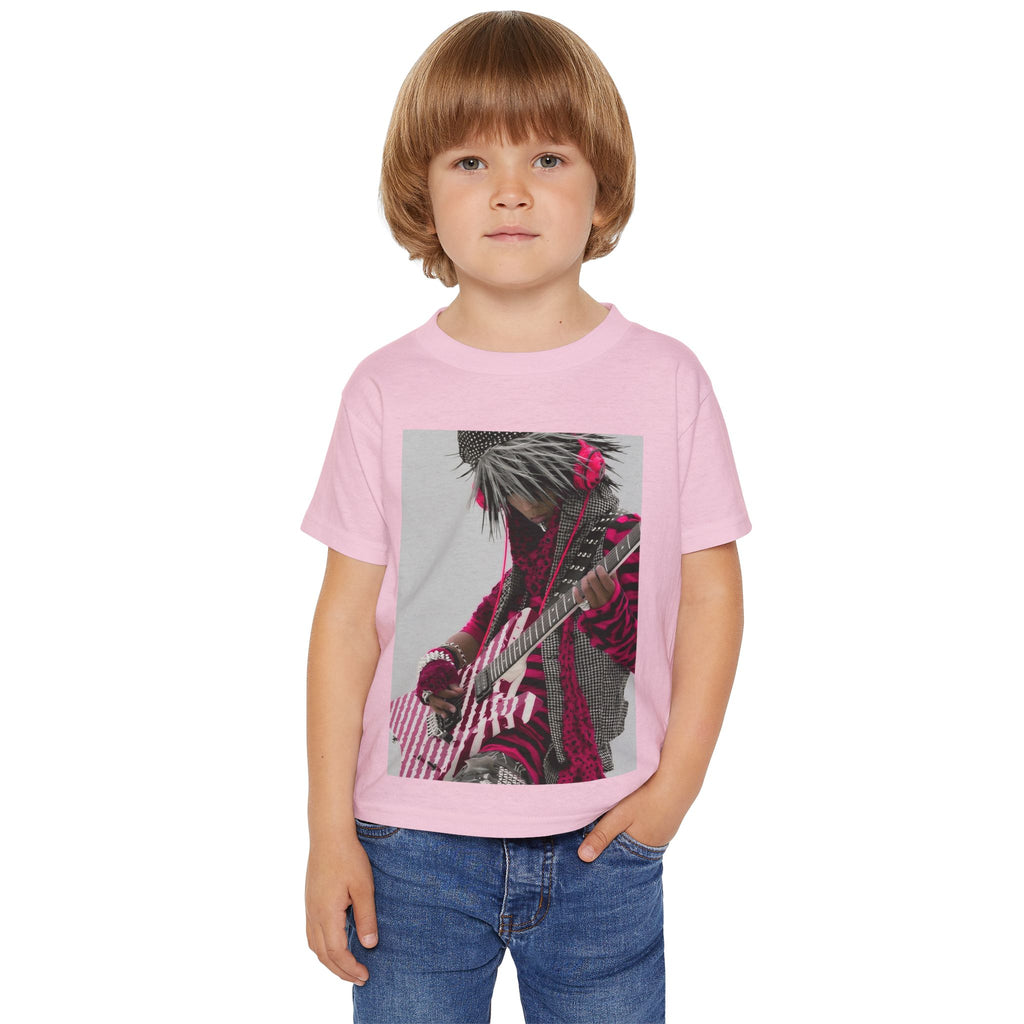 Toddler T‑Shirt — Pink Punk Guitar Kid Graphic Tee