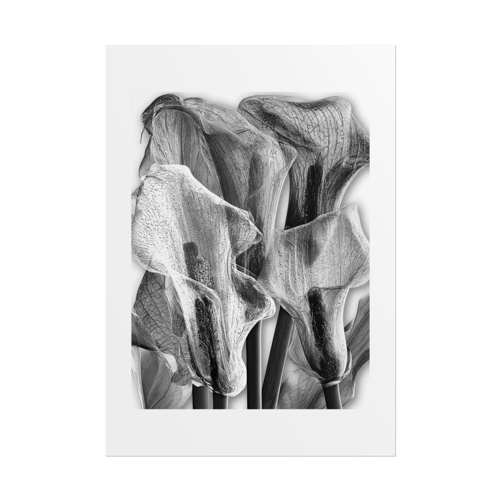 Black & White Calla Lily Poster — Minimal Floral Wall Art, Rolled Art Print for Living Room & Bedroom