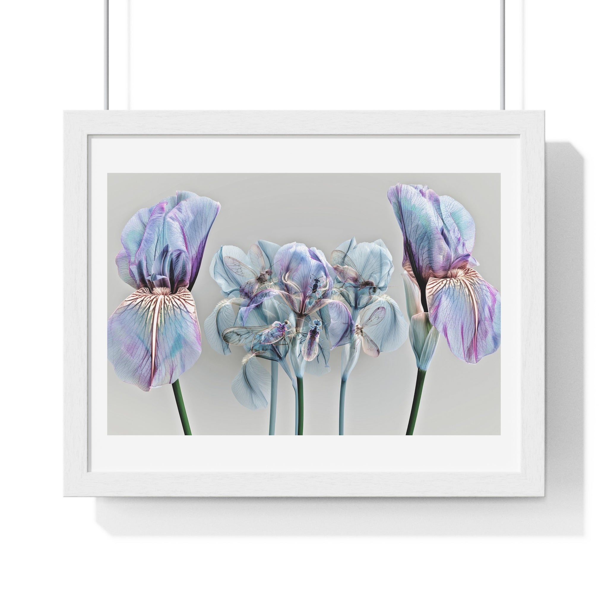 Iridescent Iris Floral Framed Poster — Horizontal Wall Art Print