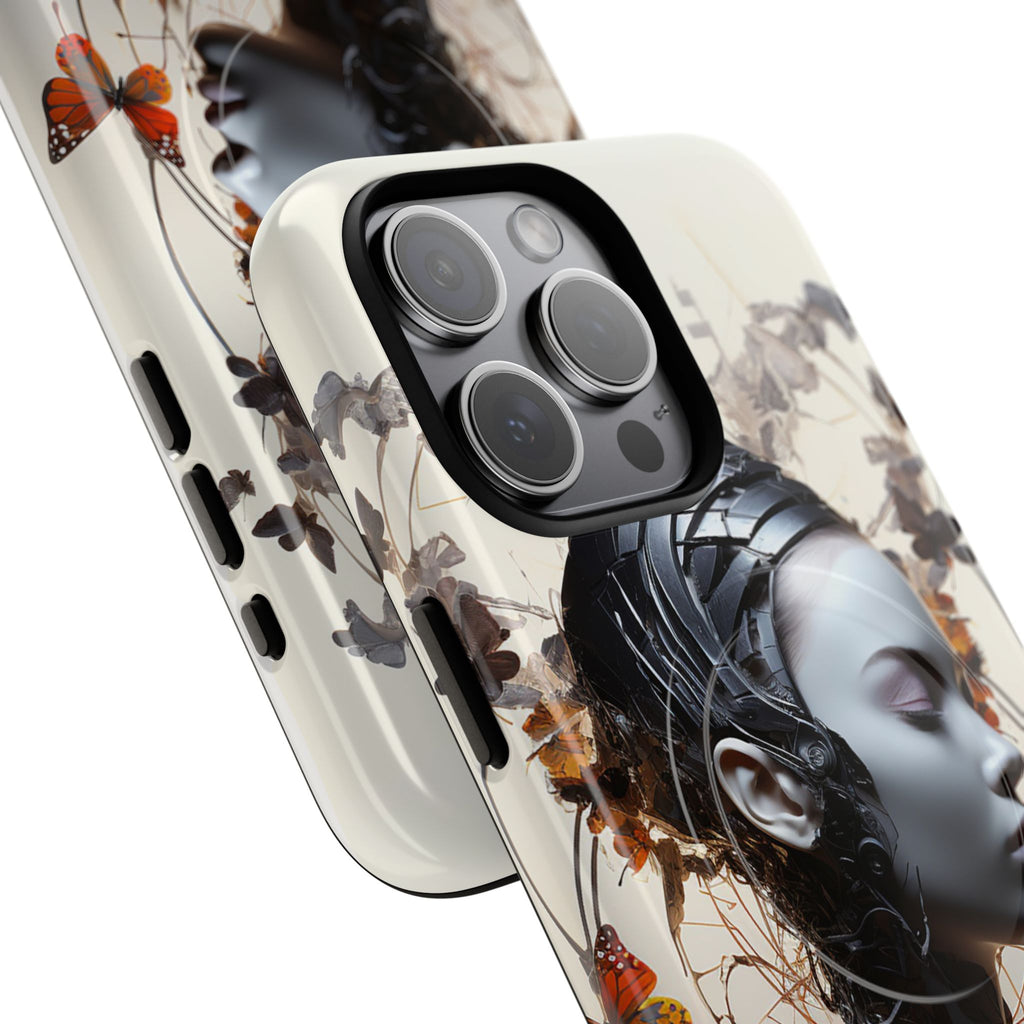 Art Nouveau Cyberpunk Phone Case — Surreal Floral Femme Tough Magnetic Case