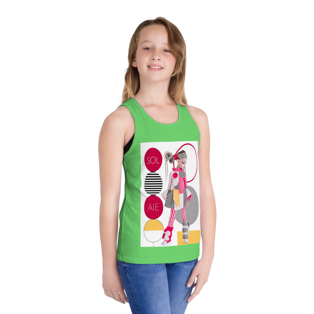 Kids Tank Top — Retro Pop Roller Girl Graphic ("SOL AIE")