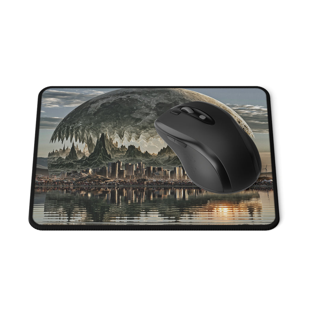 Fantasy Moonrise Gaming Mouse Pad — Sci‑Fi Cityscape Non‑Slip Desk Mat