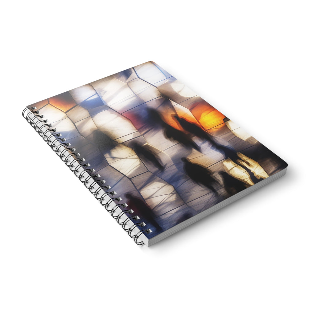 Abstract Cityscape Wirobound Notebook — A5 Softcover Lined Journal