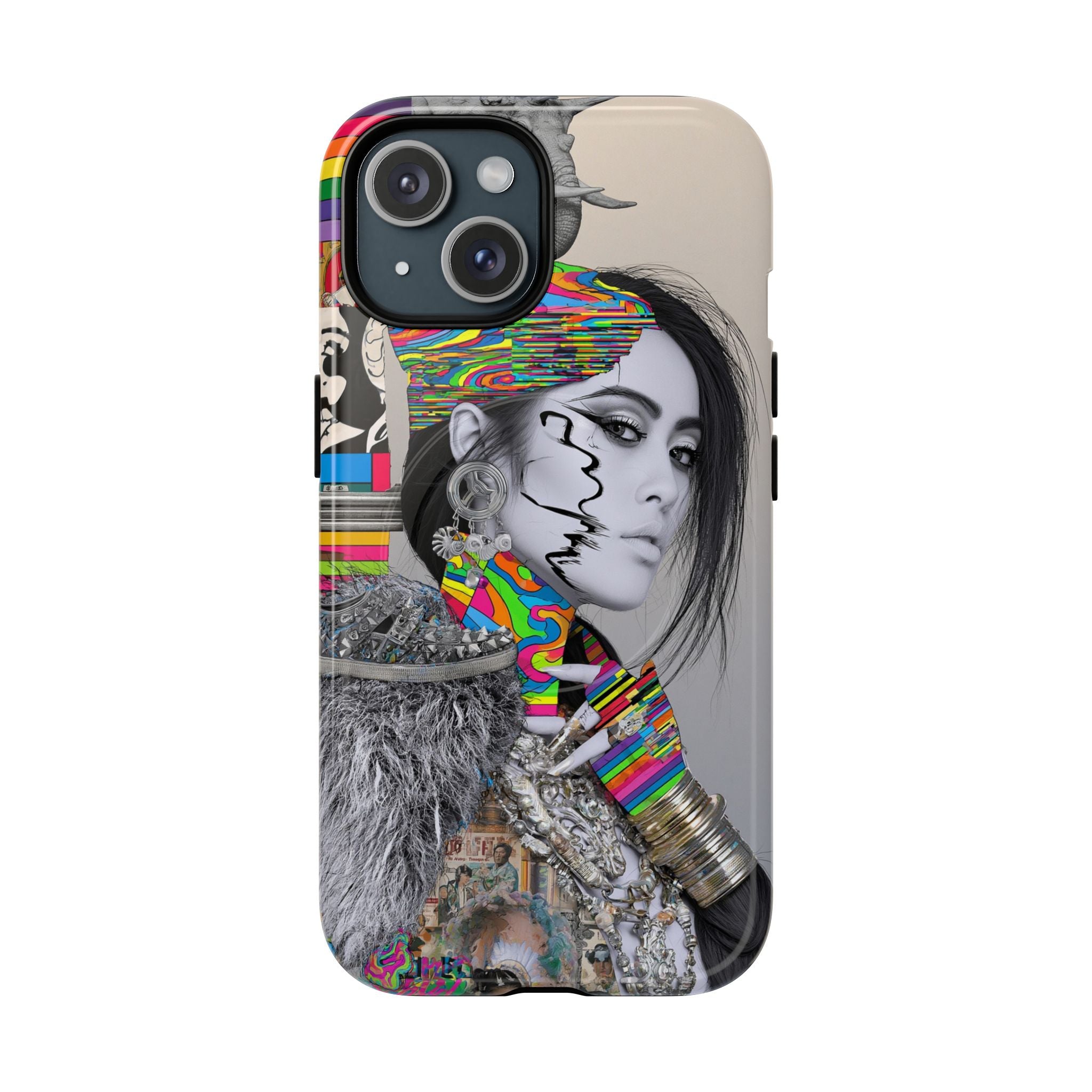 Phone Case - Colorful Glitch Portrait Tough Magnetic Case